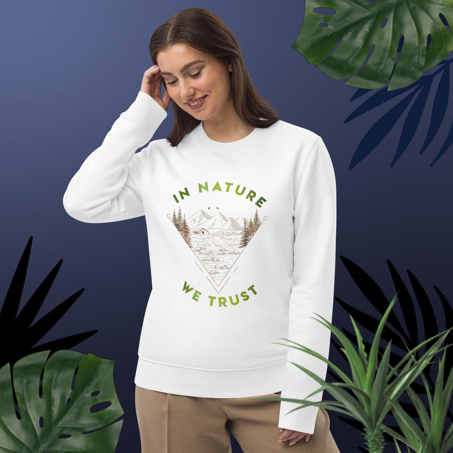 Organic Cotton In Nature We Trust Sweatshirt - Cozy Vacation Sweatshirt for Casual Wear