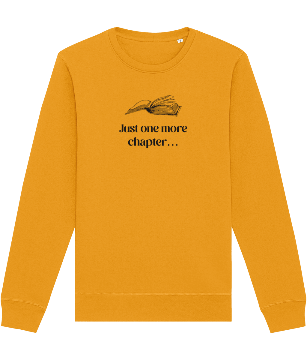 Best sweatshirts: 'Just One More Chapter' book graphic.