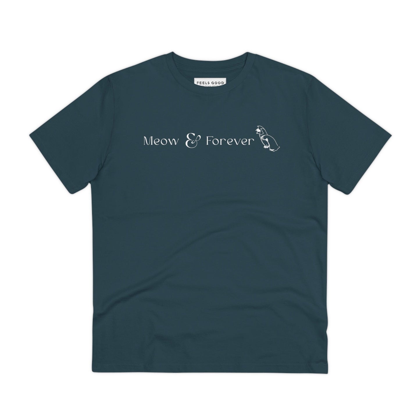 Organic Cotton 'Meow & Forever' Funny Cat T-shirt - Fun Cat T shirt