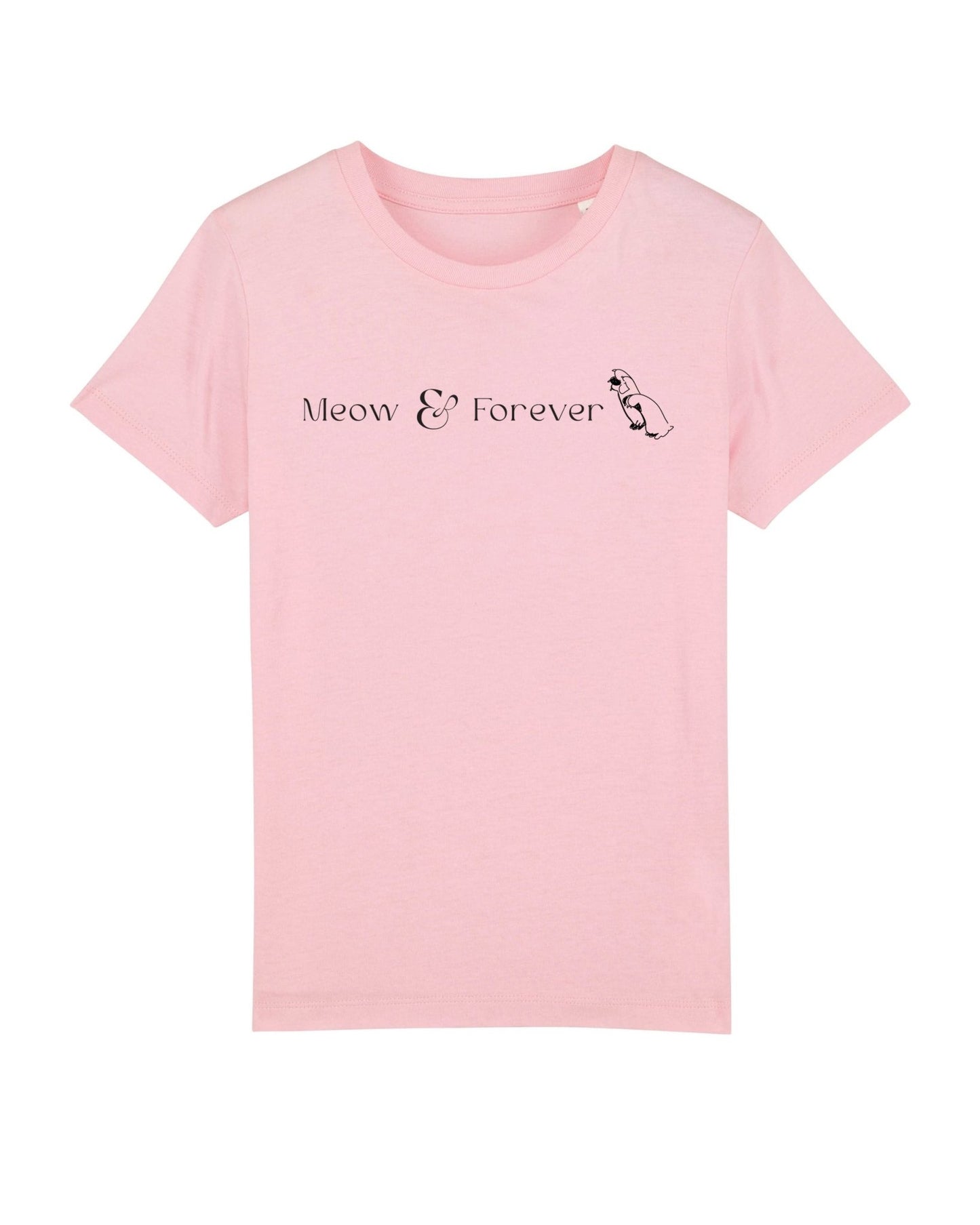 Organic Cotton 'Meow & Forever' Kids Funny Cat T-shirt - Funny Animal Shirt