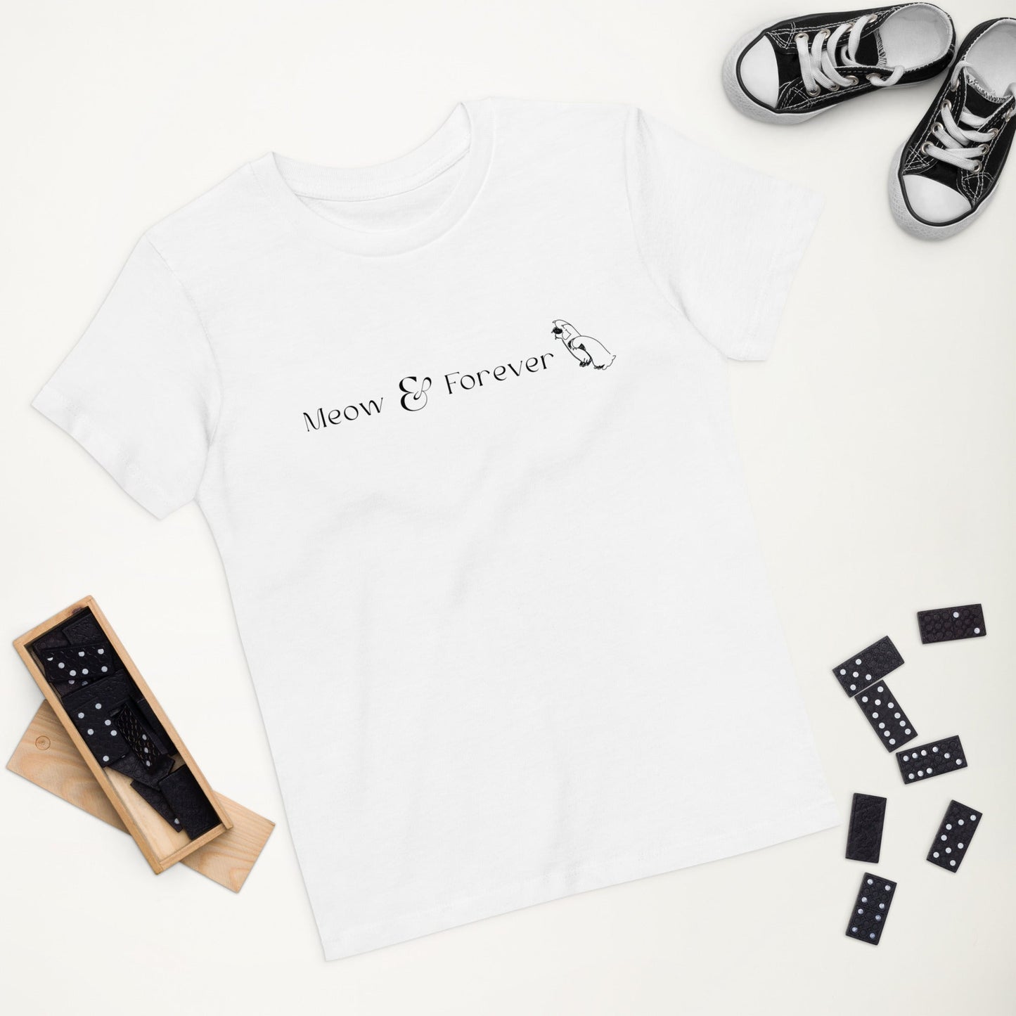 Organic Cotton 'Meow & Forever' Kids Funny Cat T-shirt - Funny Animal Shirt