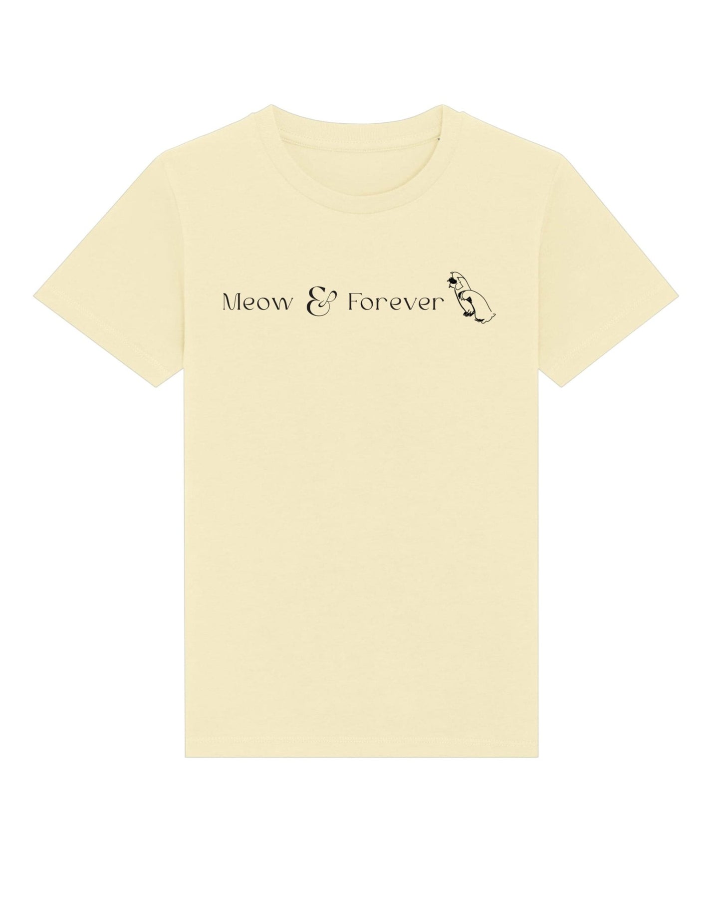 Organic Cotton 'Meow & Forever' Kids Funny Cat T-shirt - Funny Animal Shirt
