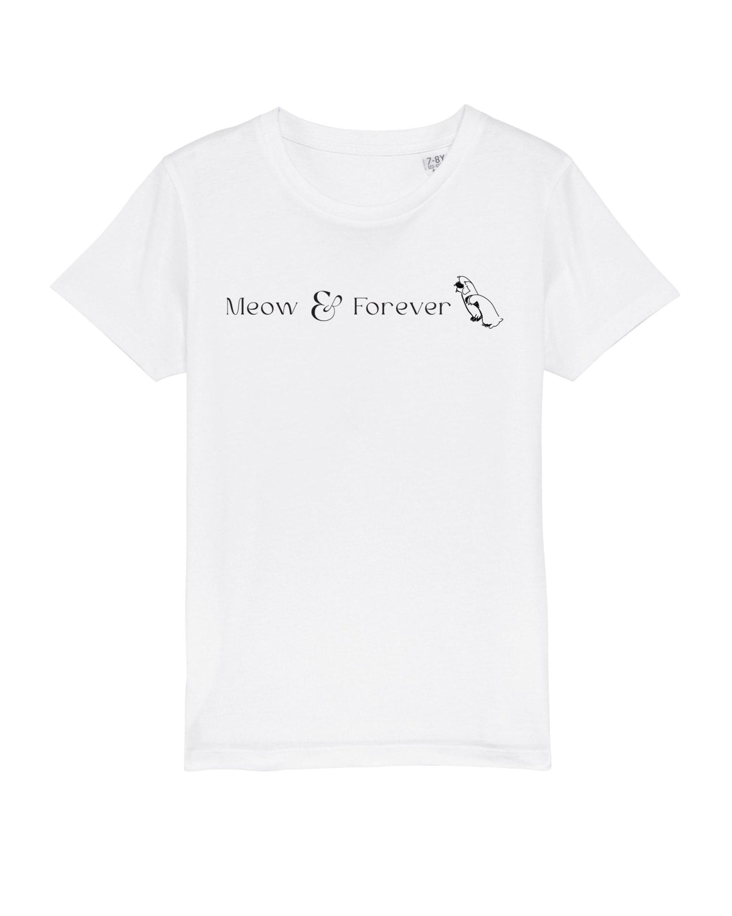 Organic Cotton 'Meow & Forever' Kids Funny Cat T-shirt - Funny Animal Shirt