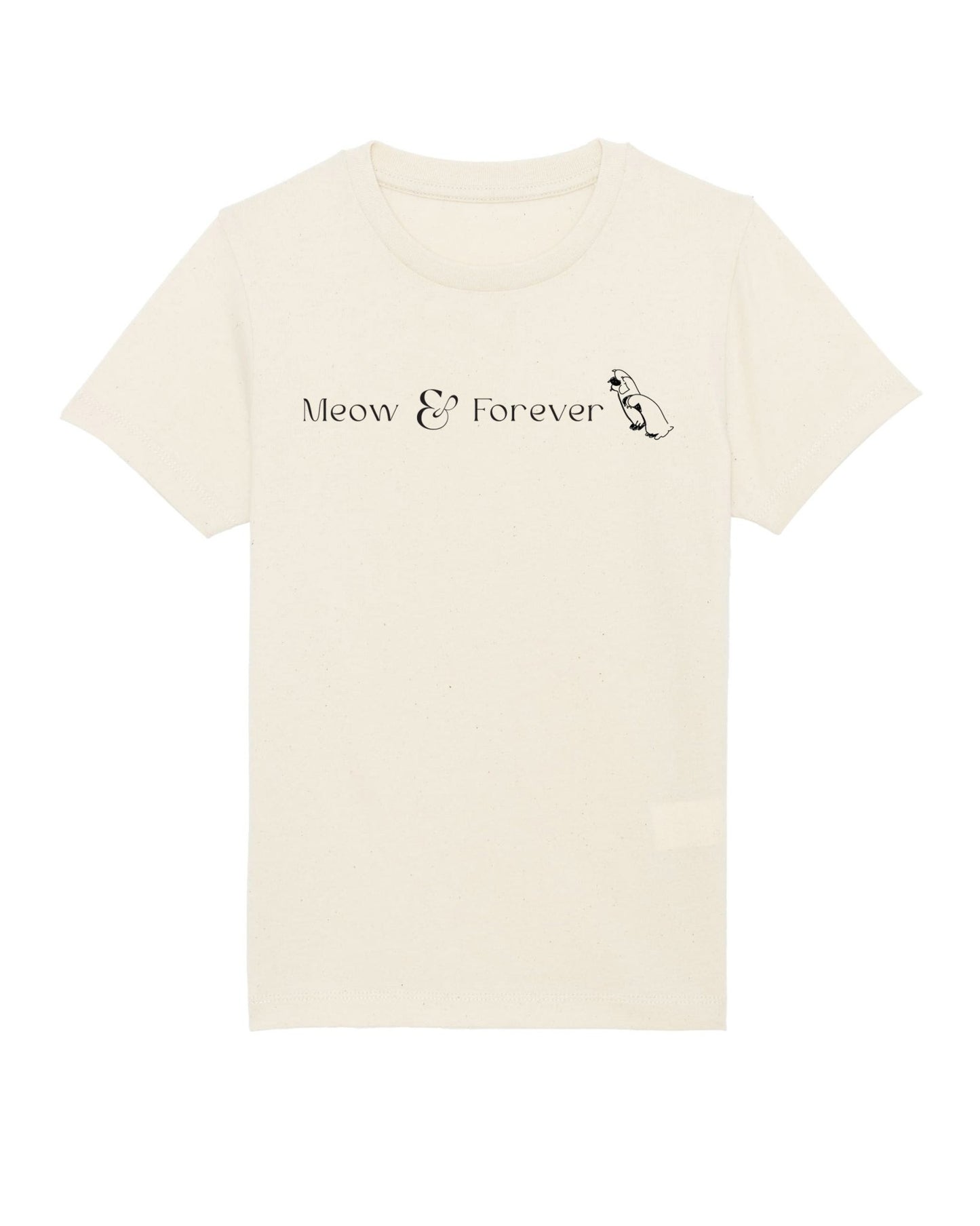 Organic Cotton 'Meow & Forever' Kids Funny Cat T-shirt - Funny Animal Shirt