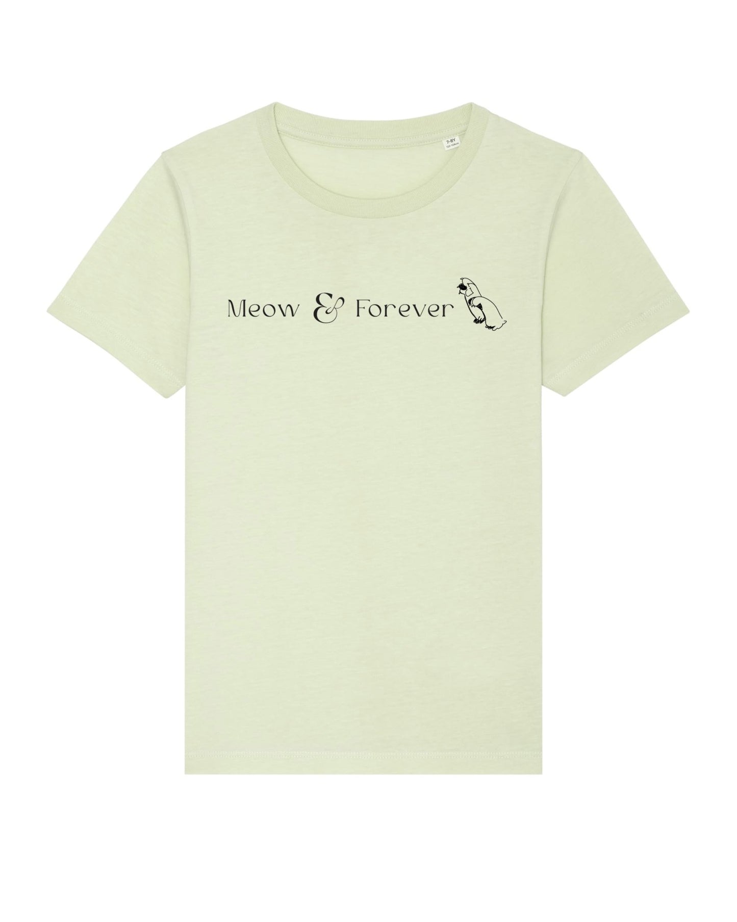 Organic Cotton 'Meow & Forever' Kids Funny Cat T-shirt - Funny Animal Shirt
