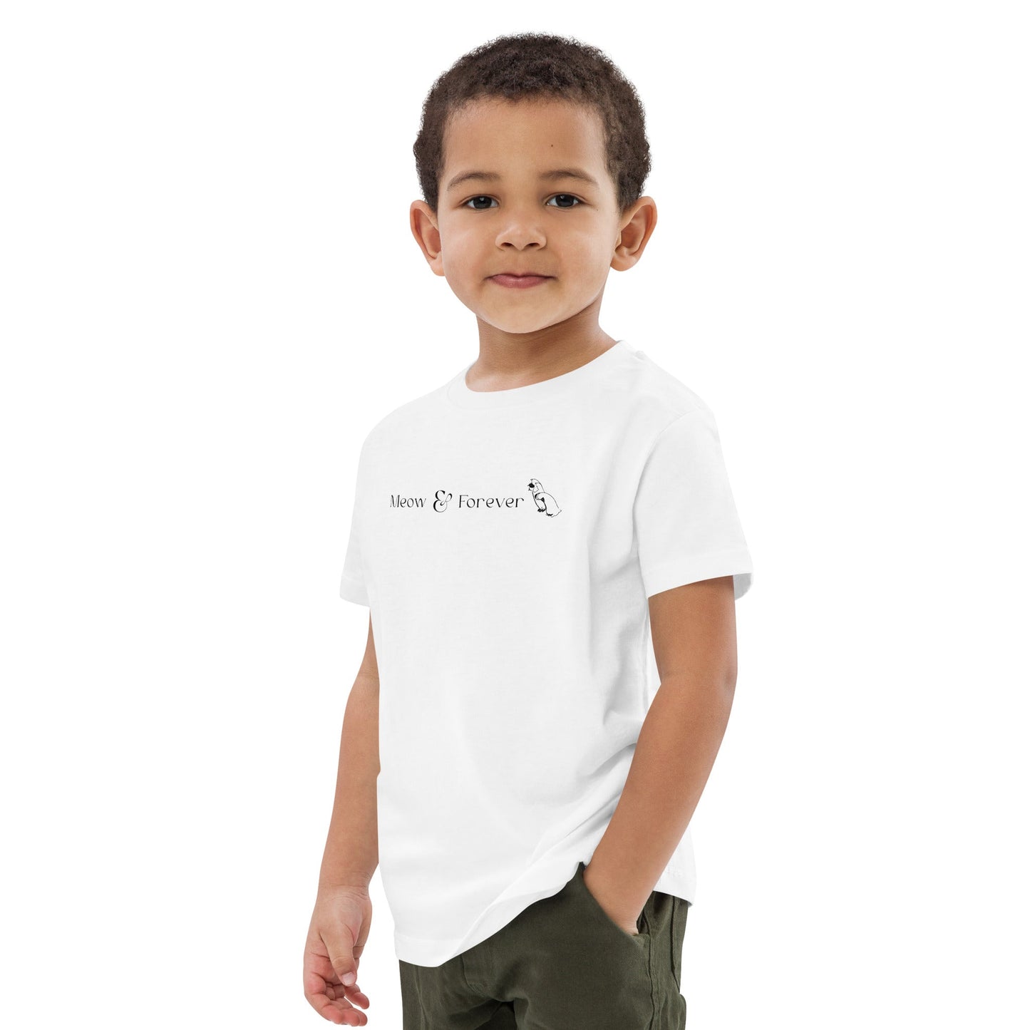 Organic Cotton 'Meow & Forever' Kids Funny Cat T-shirt - Funny Animal Shirt