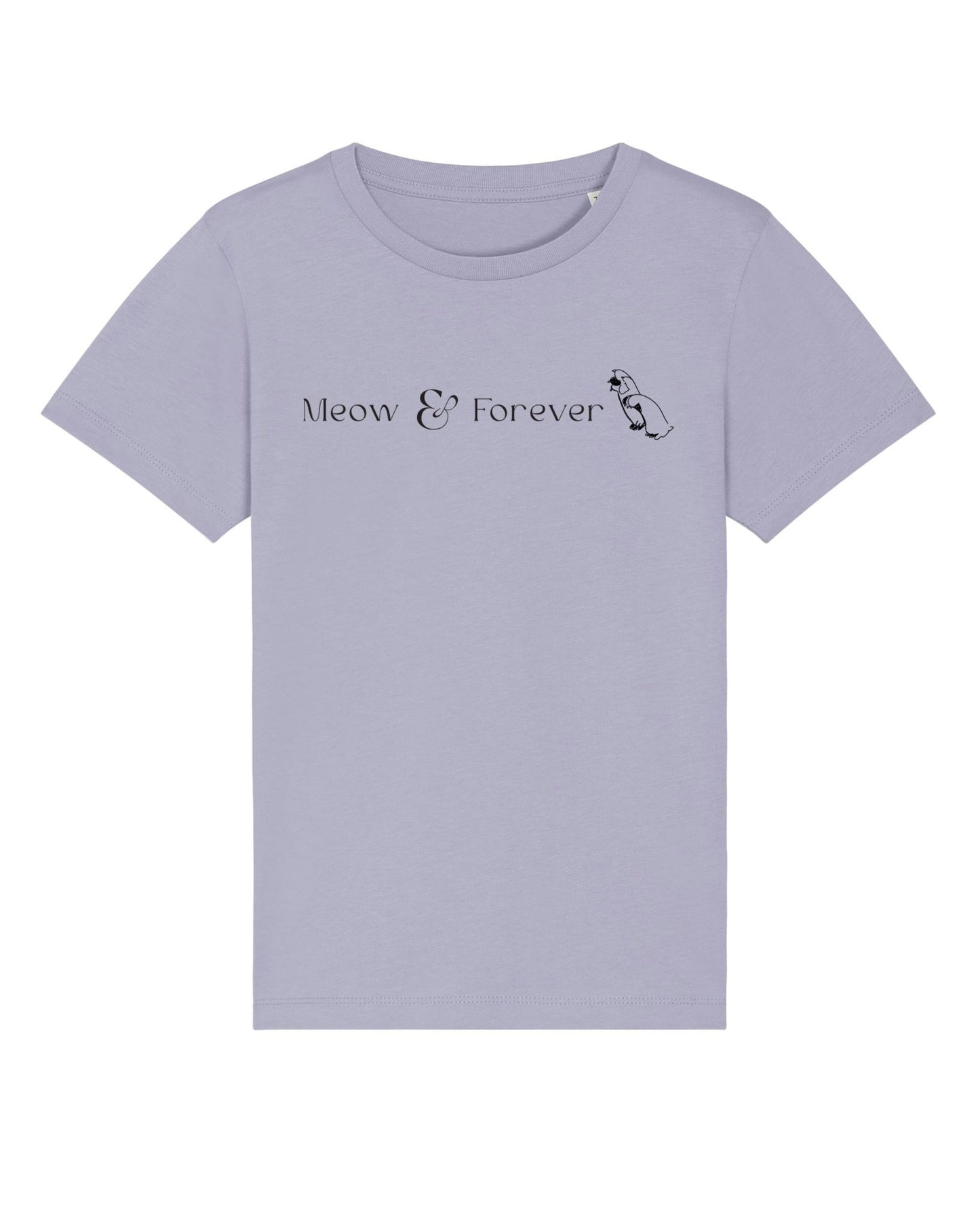Organic Cotton 'Meow & Forever' Kids Funny Cat T-shirt - Funny Animal Shirt