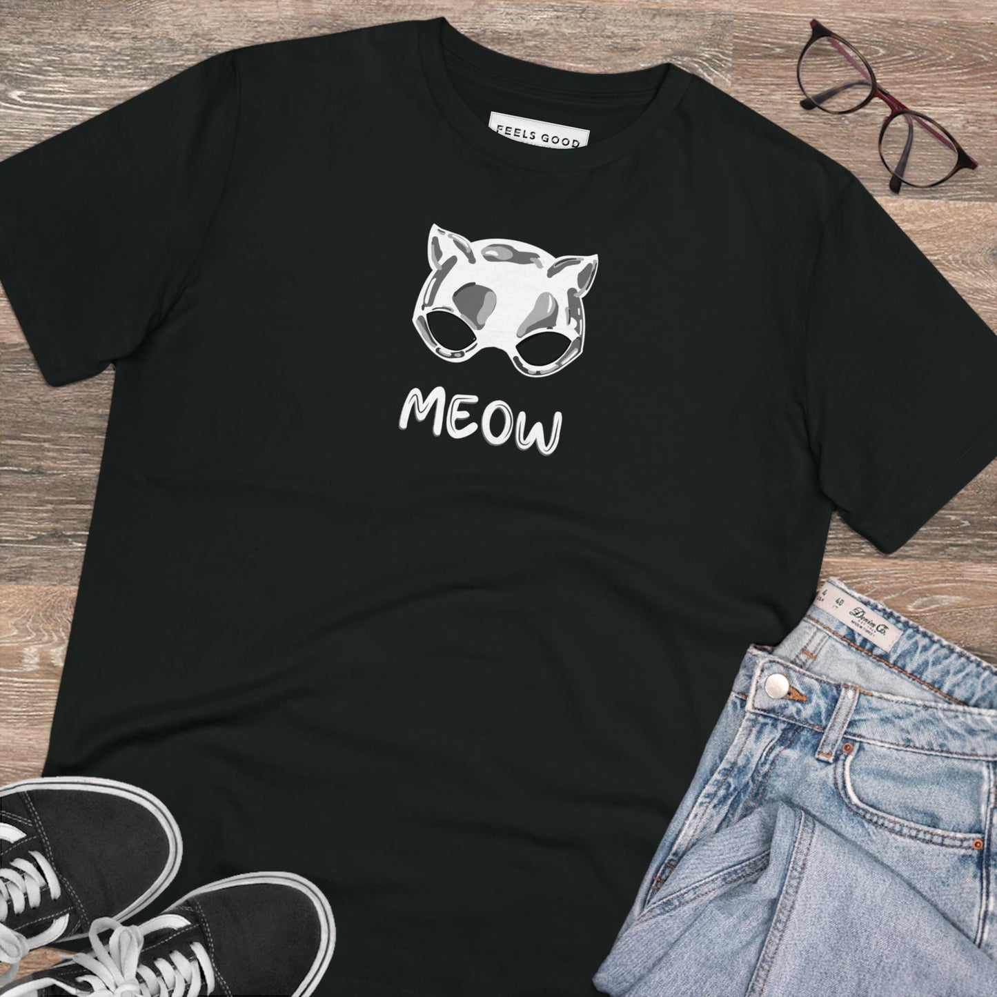 Organic Cotton 'Meow' Funny Cat T-shirt - Fun Cat T shirt