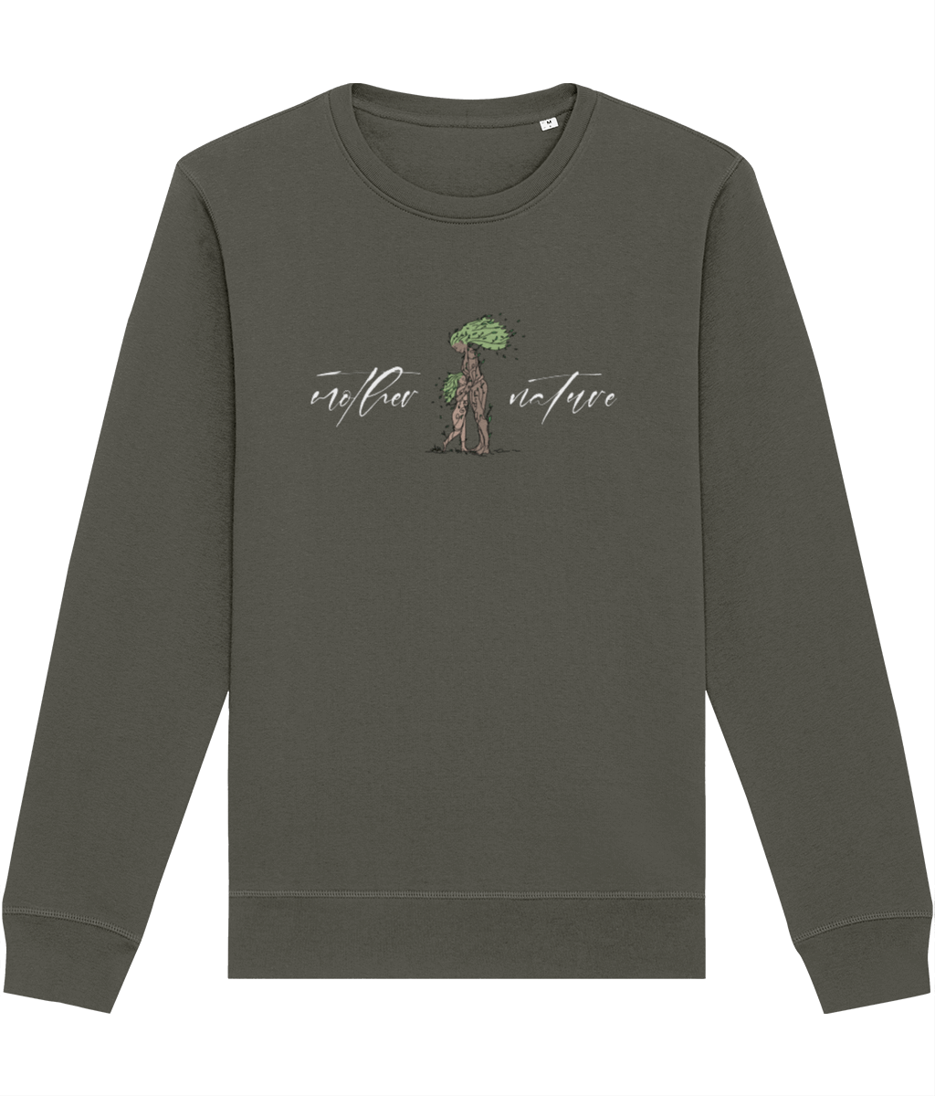 Embrace the wild in our organic cotton 'Mother Nature' eco sweatshirt—perfect for nature lovers!