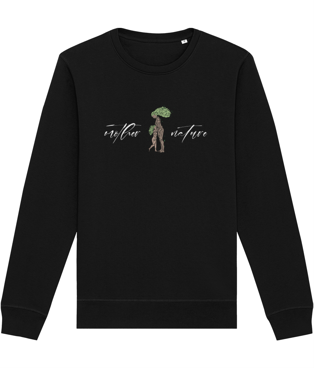 Travel light and stay warm with the organic cotton 'Mother Nature' eco sweatshirt—eco-friendly style!