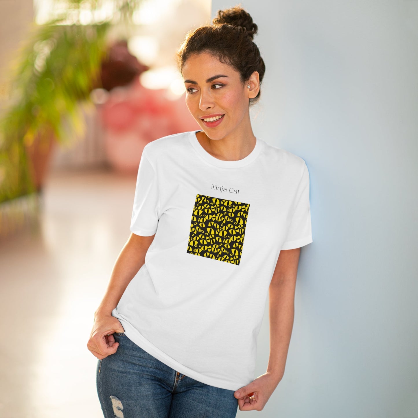 Organic Cotton Ninja Cat T-shirt, perfect gift for cat lovers