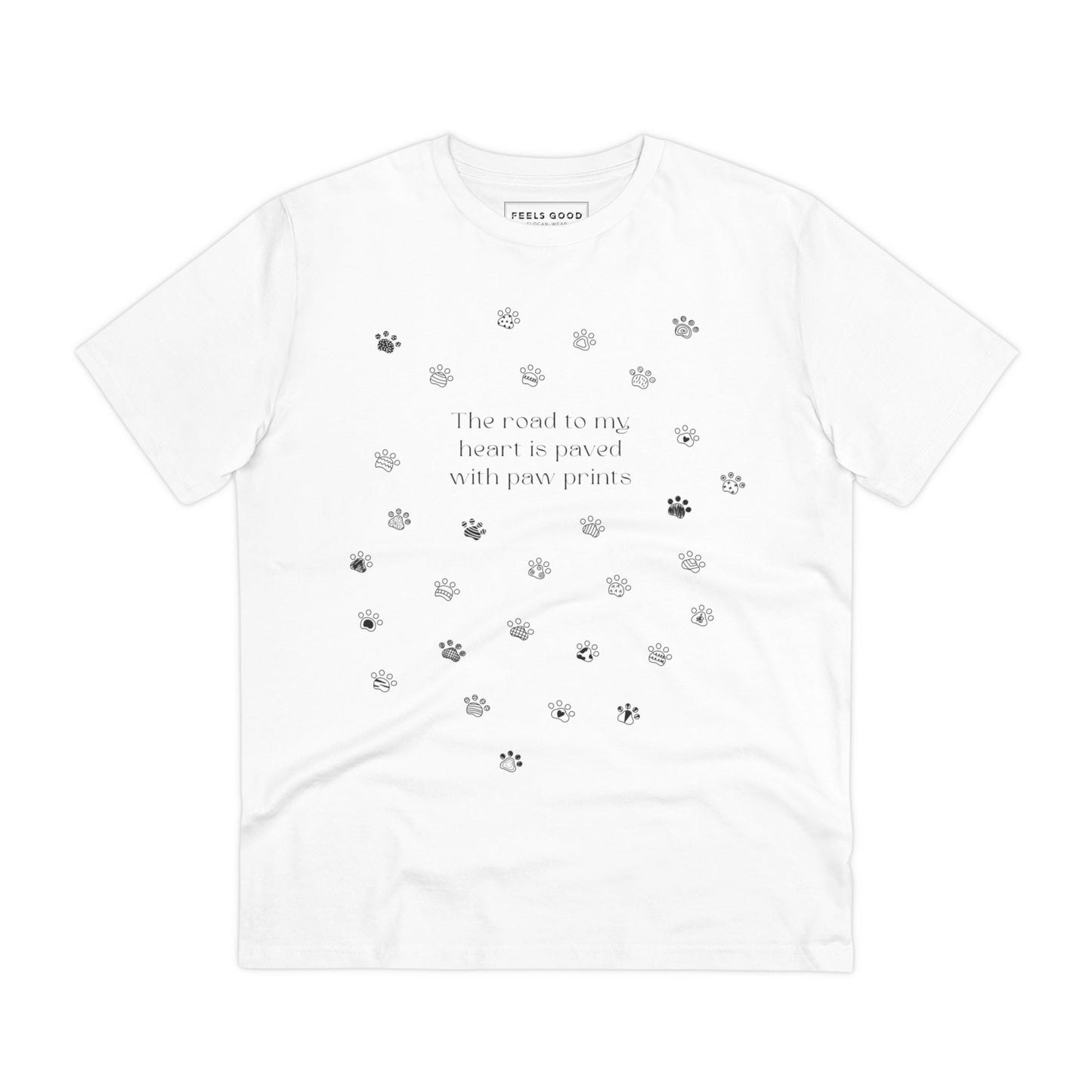 Organic Cotton 'Paw Prints' Funny Animal T-shirt - Cute cat design Organic Cotton funny tee shirt