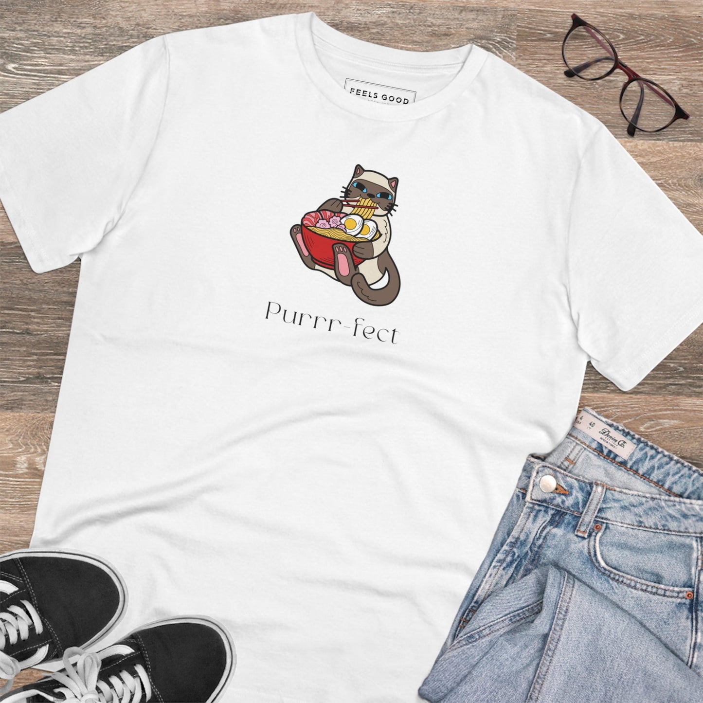 Cat-themed graphic tee for men with funny design