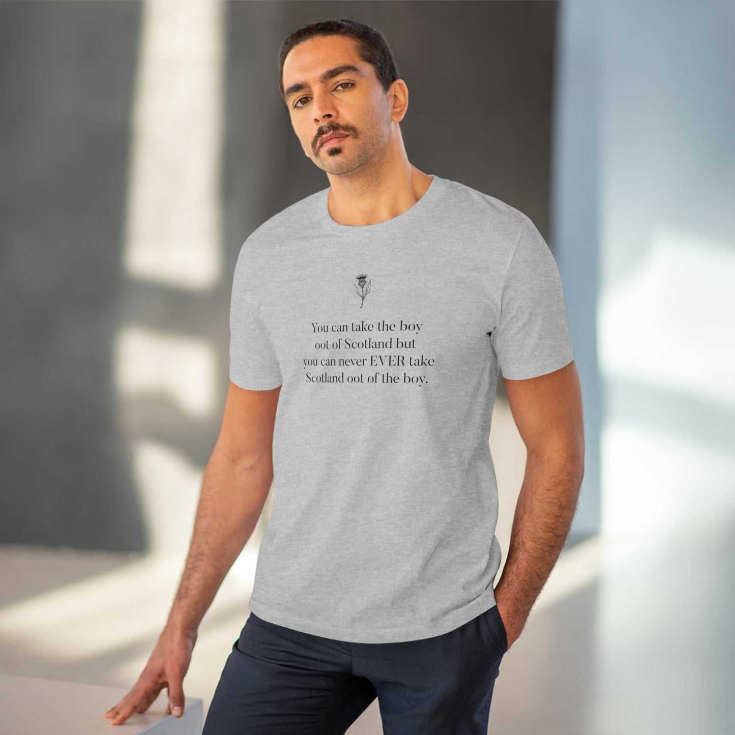 The organic cotton 'Scottish Boy Always' Scotland t-shirt is a must-have in your Scottish clothing.
