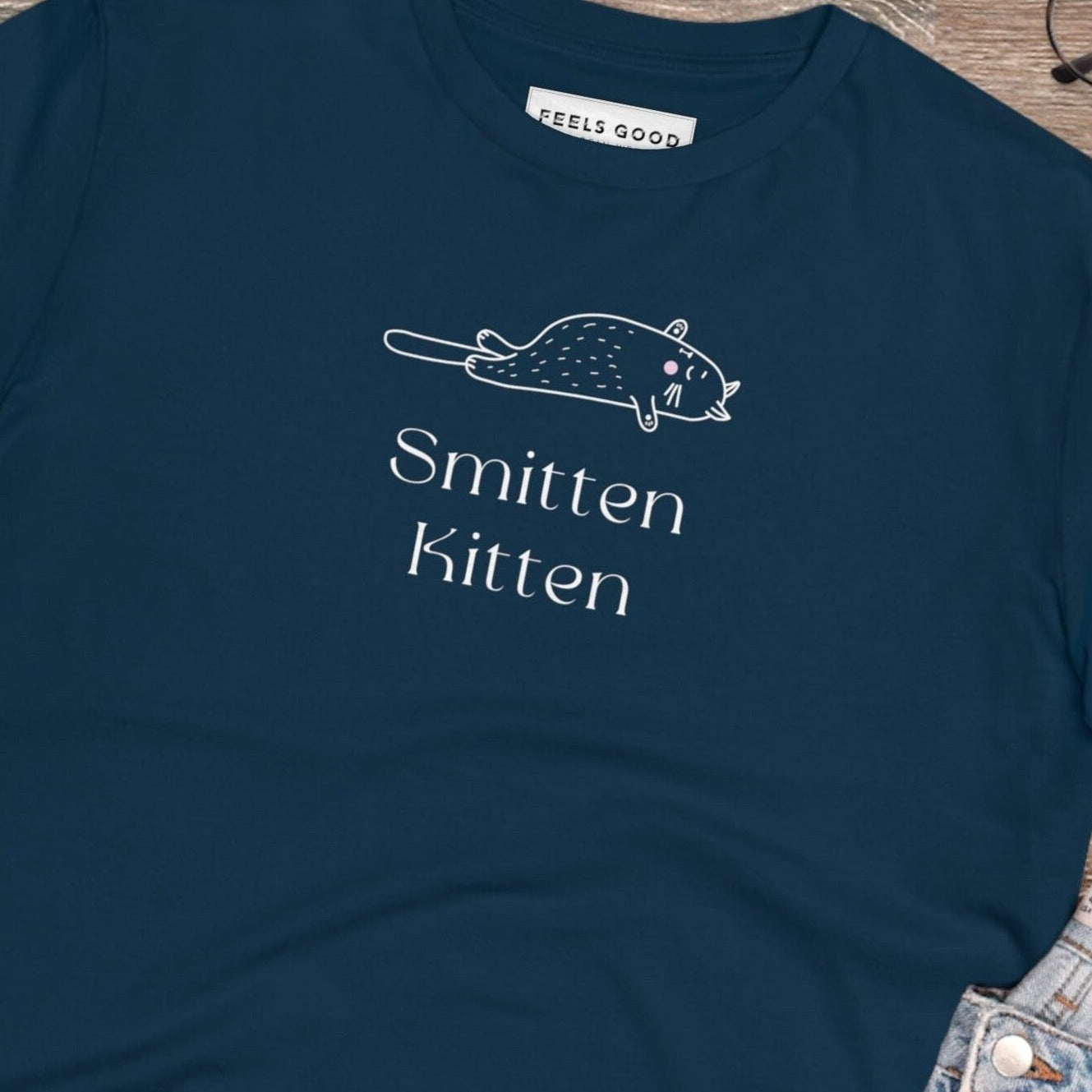 Organic Cotton 'Smitten Kitten' Funny Cat T-shirt trendy cat funny t shirt for gifts