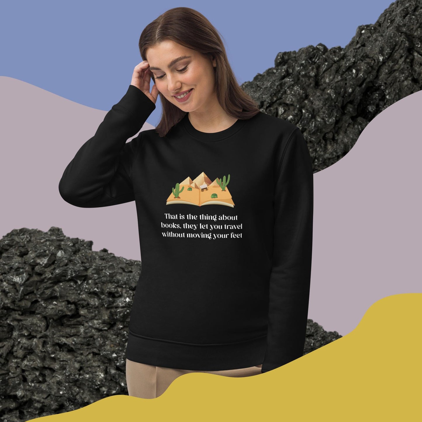 Stylish best sweatshirt: 'The Book Traveller' book lover.