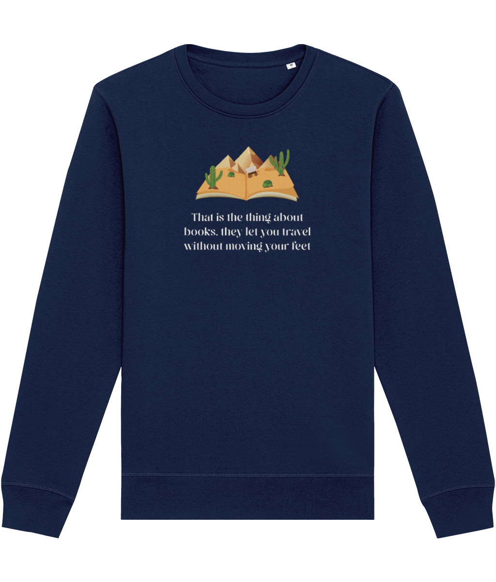 Best organic sweatshirt: 'The Book Traveller' soft organic cotton.