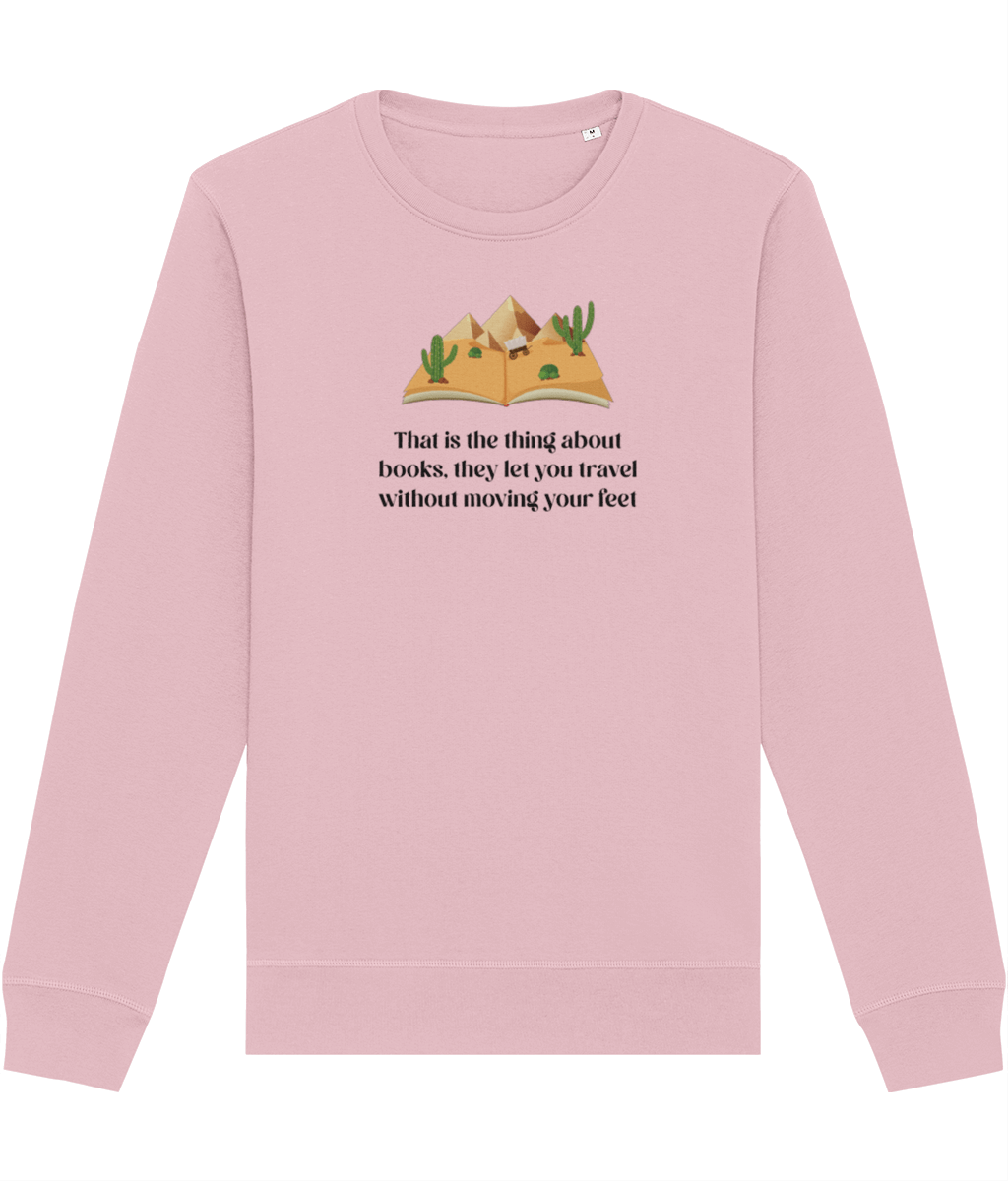 New best selling sweatshirt: 'The Book Traveller' organic.