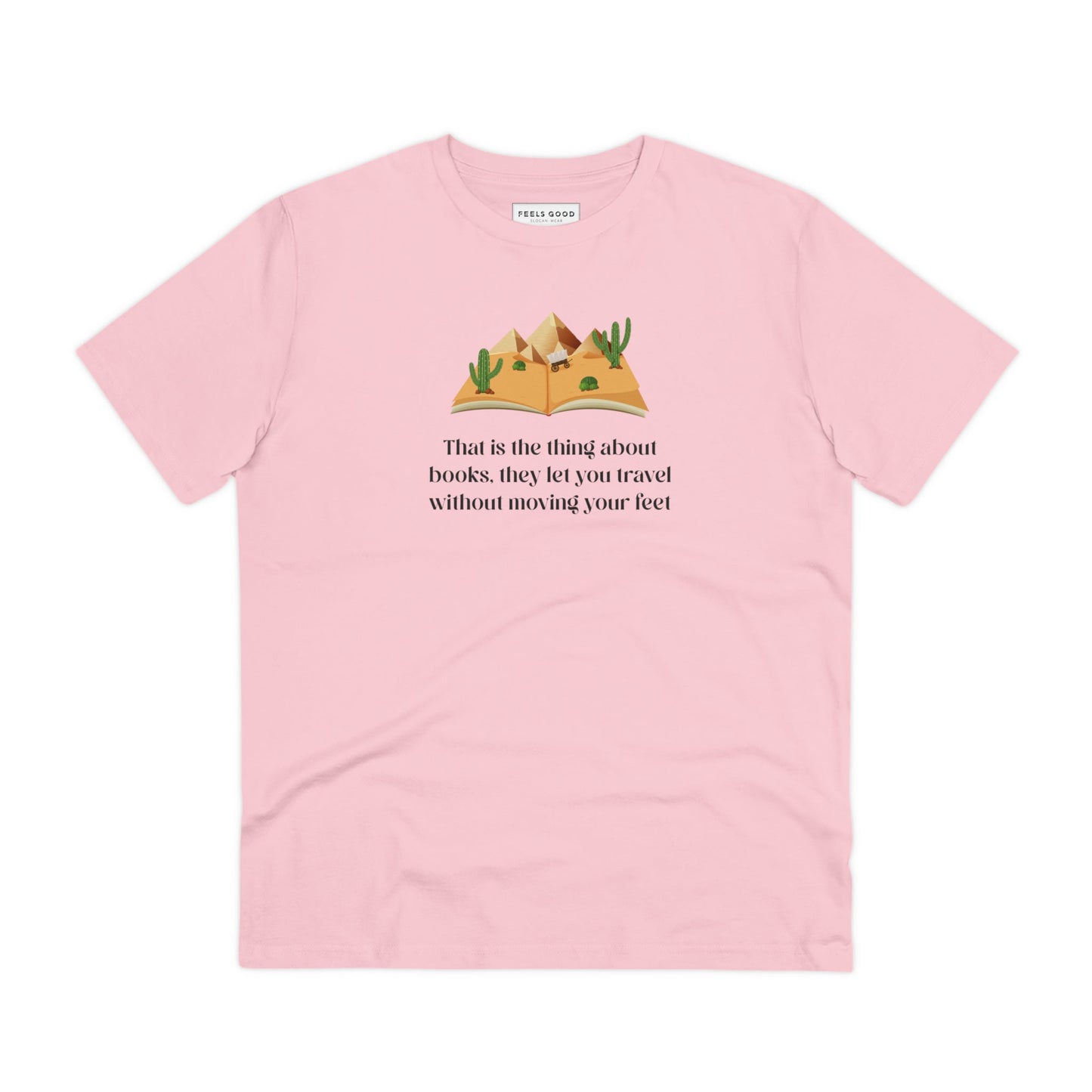 Stylish best t-shirt: 'The Book Traveller' Books organic cotton.