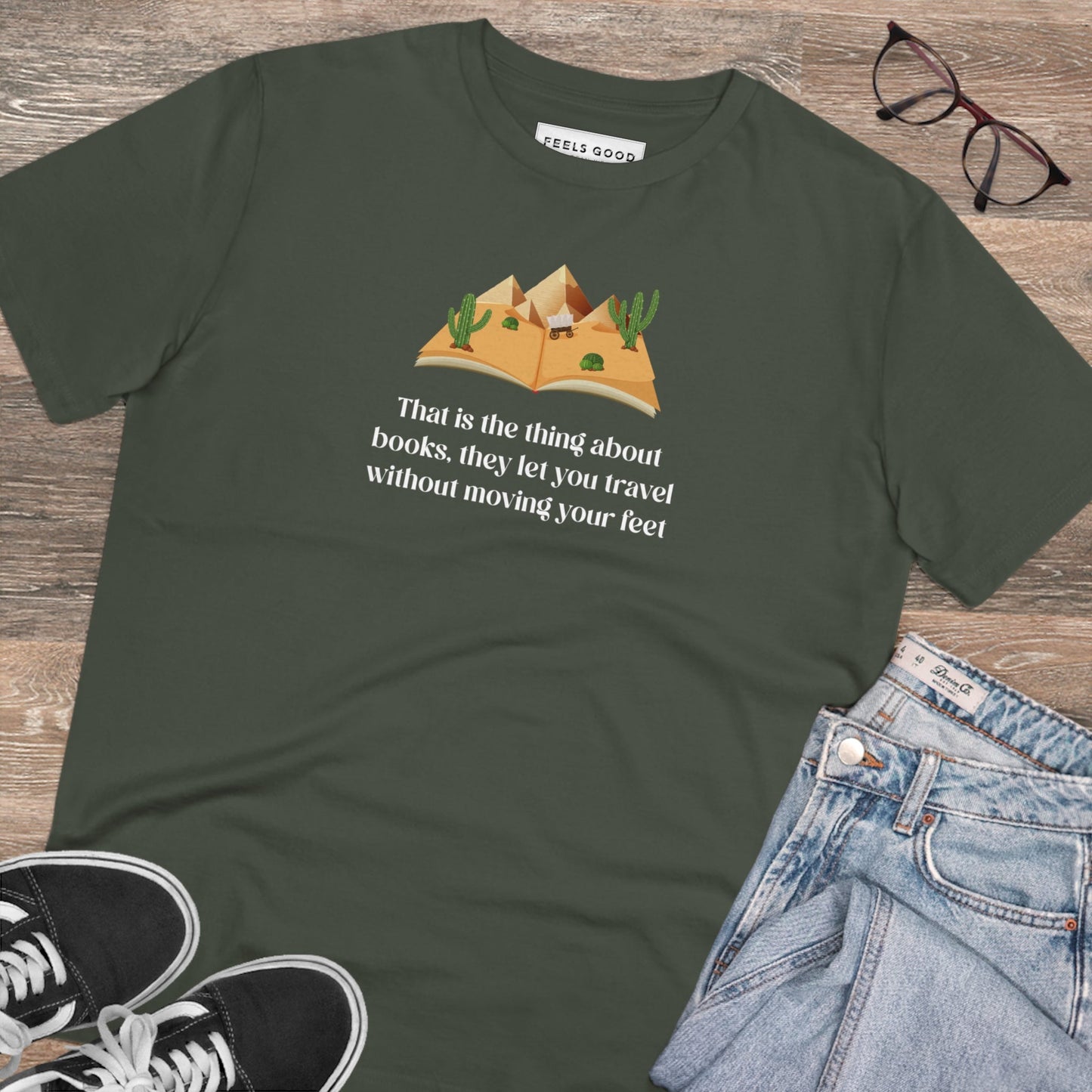 Organic Cotton 'The Book Traveller' Books T-shirt - Book worm