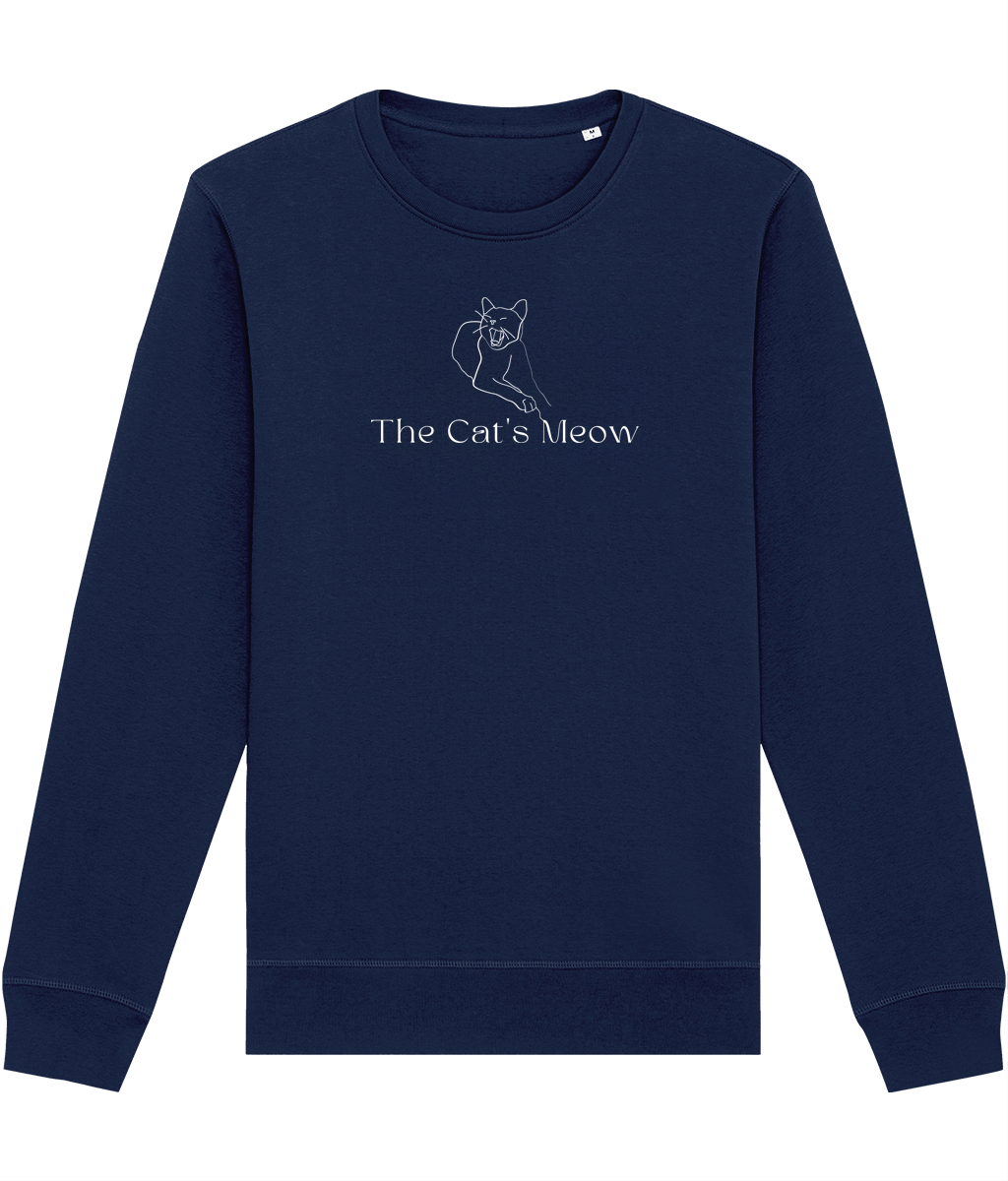 Love pets? Organic Cotton 'The Cats Meow' Funny Cat Sweatshirt pairs with cute cat sweatshirt looks.