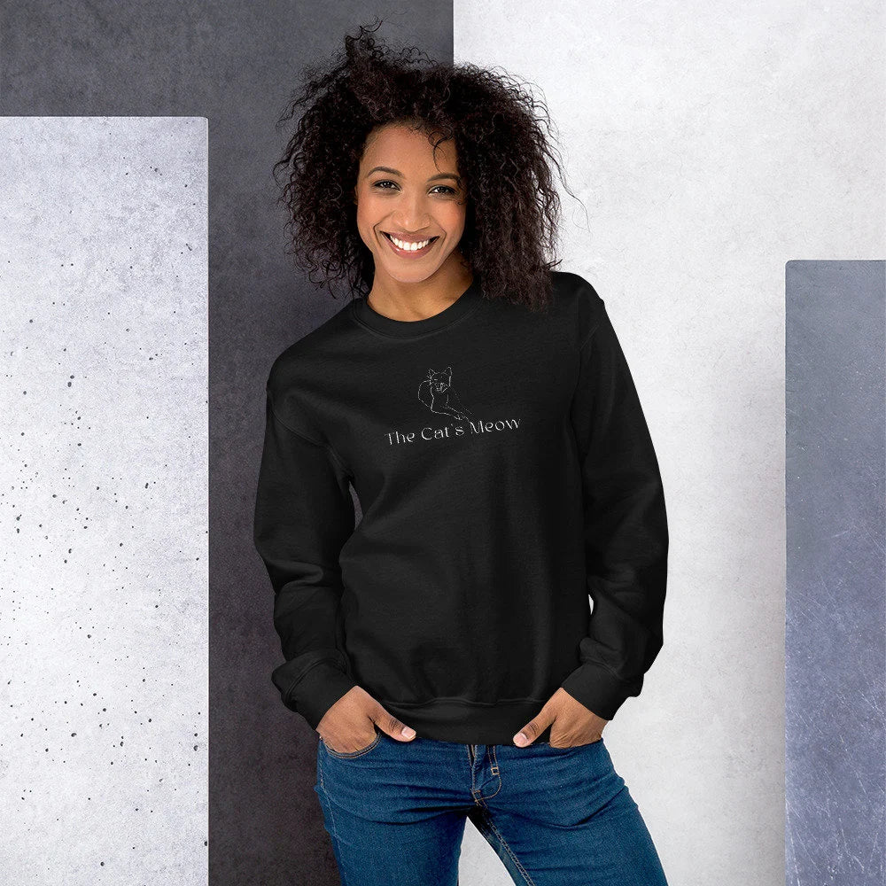 Organic Cotton 'The Cats Meow' Funny Cat Sweatshirt – must-have cat sweatshirt for feline fans.