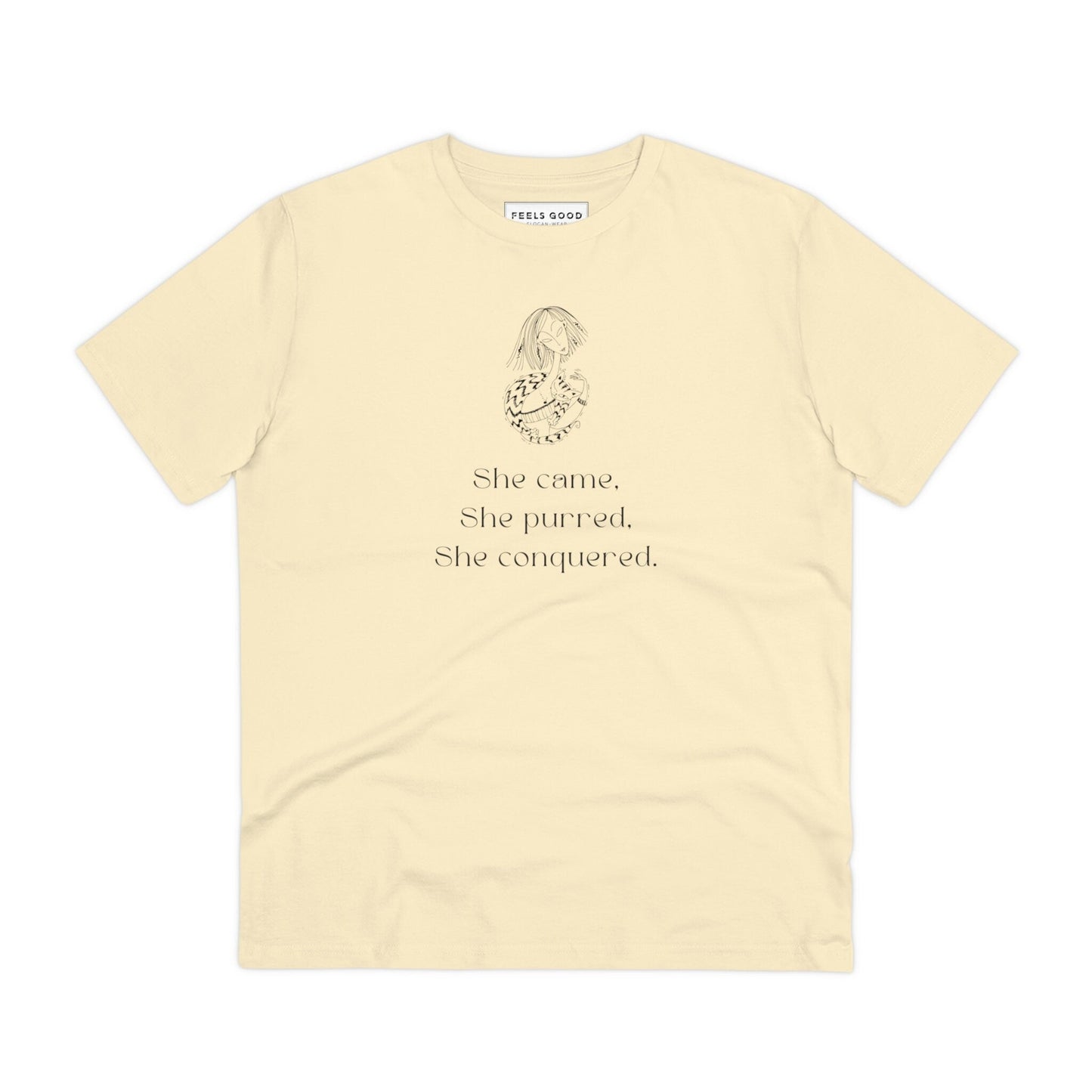 Cat funny t shirt in soft organic cotton – The Conquering Cat print