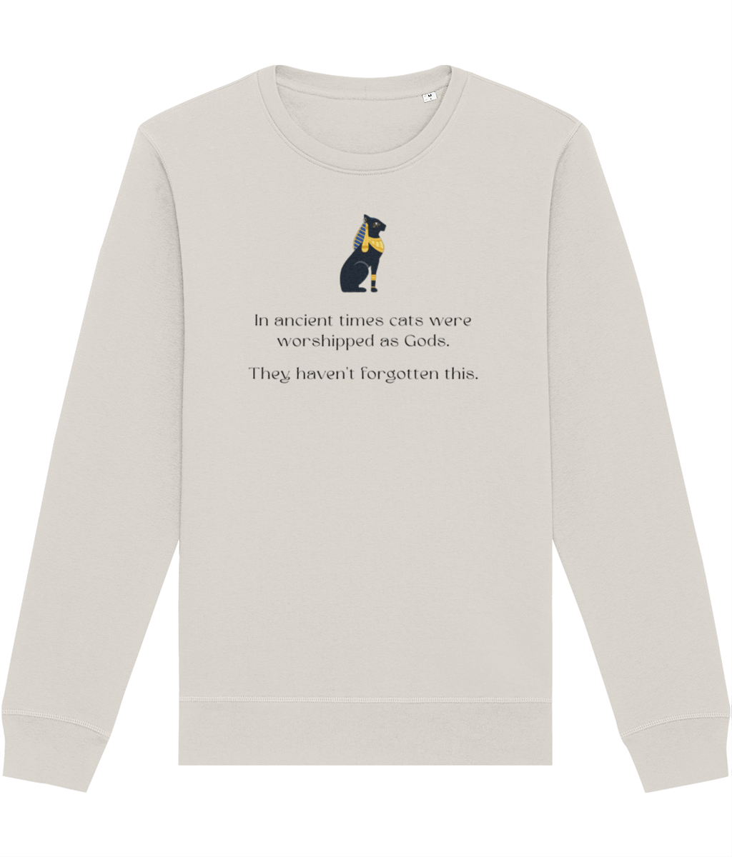 Cute cat sweatshirt in organic cotton – The Egyptian Cat print for animal lovers