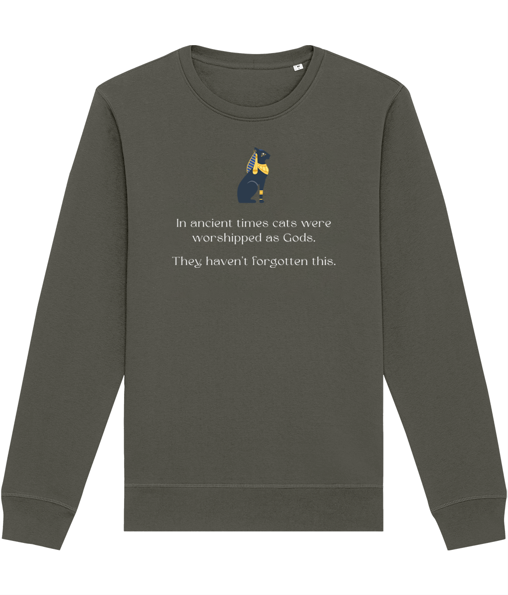 Funny cat sweatshirt with Egyptian Cat – soft organic cotton for animal lovers