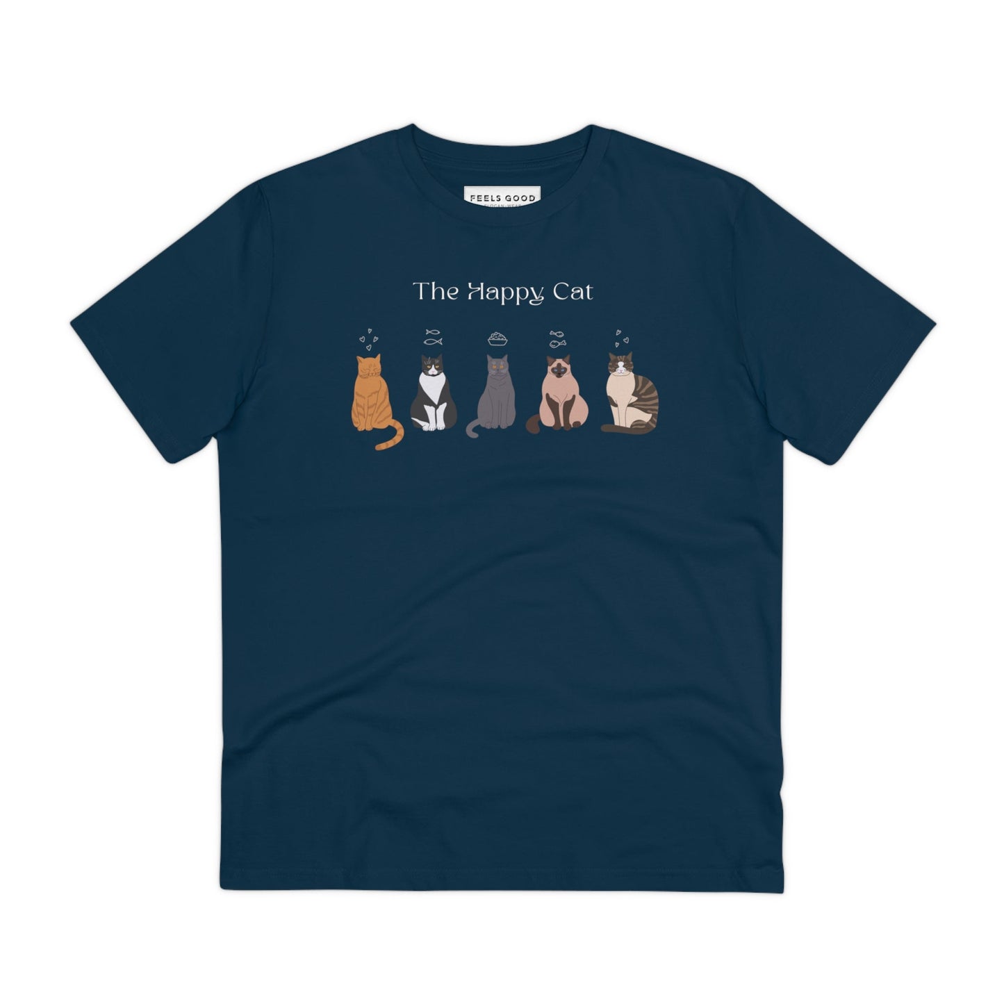 Cat t shirt men love – Organic Cotton 'The Happy Cat' offers humor and comfort