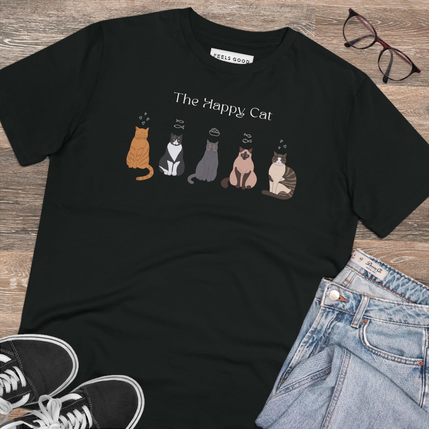 Cat tshirts like 'The Happy Cat' are perfect for showing your feline fandom