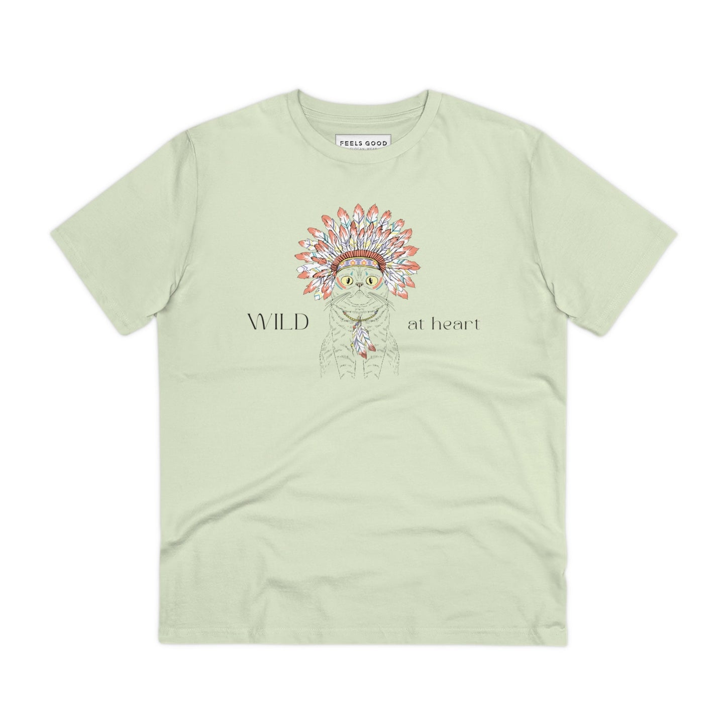 Animal lovers gifts – Organic Cotton 'Wild At Heart' Funny Cat T-shirt for dog & cat fans.