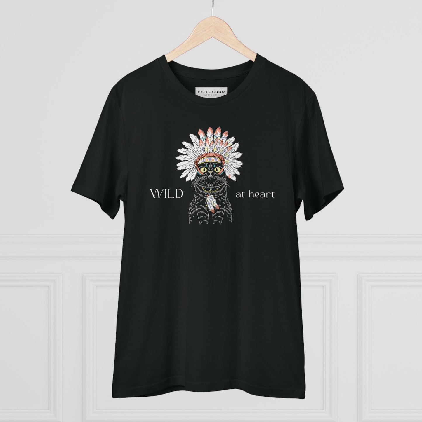 Unique dog t shirts for humans – Organic Cotton 'Wild At Heart' Funny Cat T-shirt.