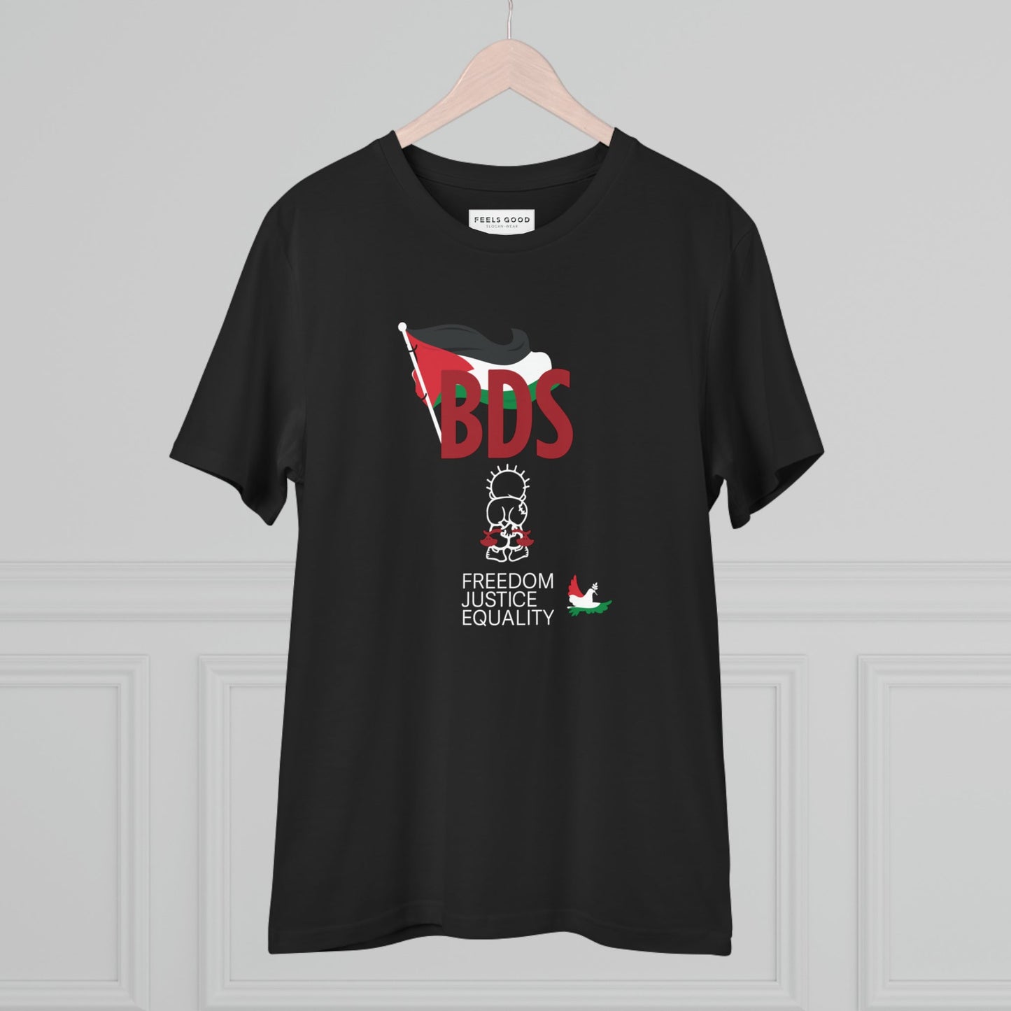Minimal design Palestine 'BDS Boycott' Organic Cotton T-shirt for conscious wear