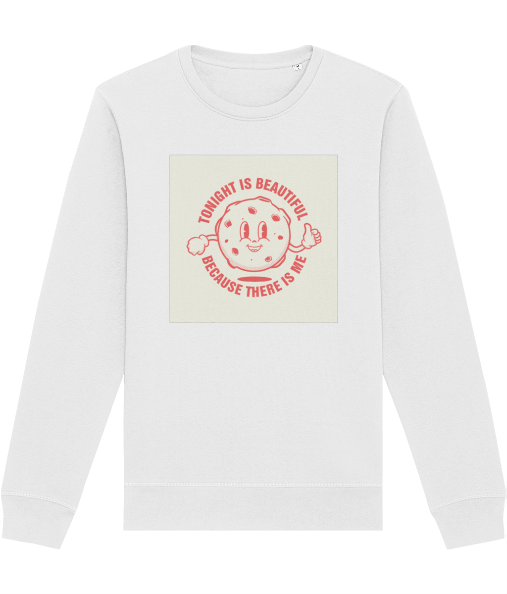 Positive 'Beautiful Moon & Me' Retro Organic Cotton Sweatshirt for a vintage graphic vibe