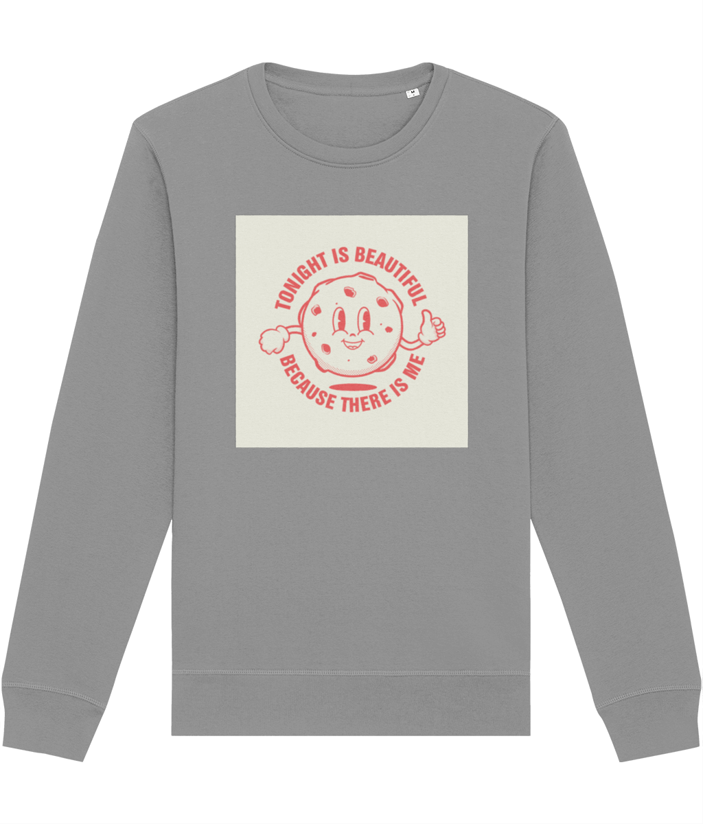 Crew sweatshirt look – Positive 'Beautiful Moon & Me' Retro Organic Cotton Sweatshirt