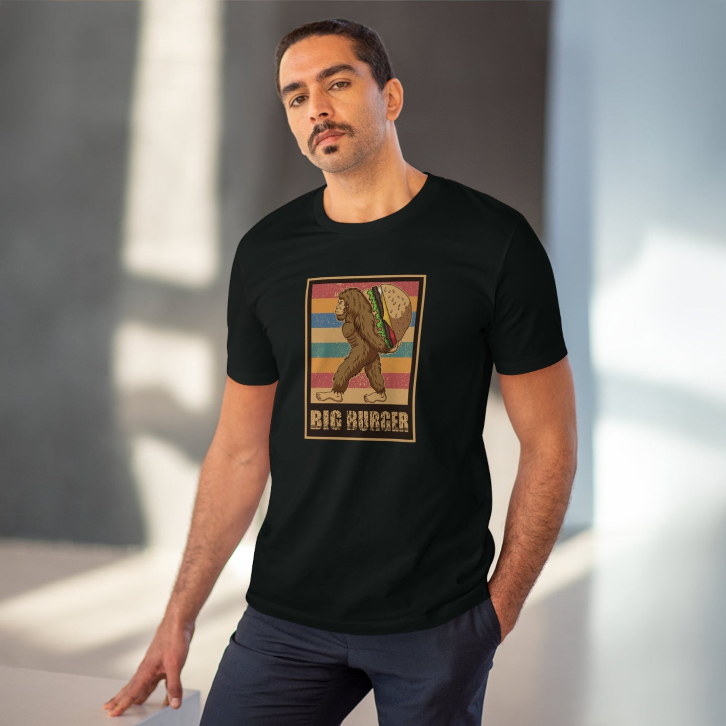 Rock a classic look with the Big Burger Gorilla retro organic cotton t-shirt. Fun and stylish for all!