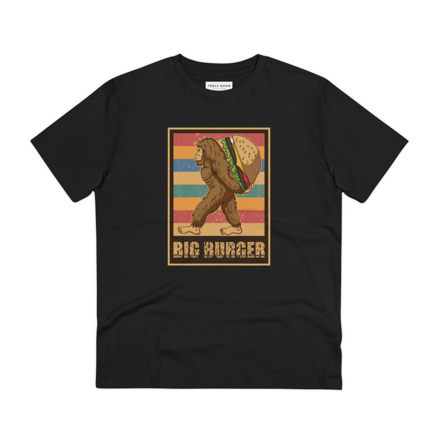 Rock a classic look with the Positive 'Big Burger Gorilla' Retro Organic Cotton T-Shirt today!
