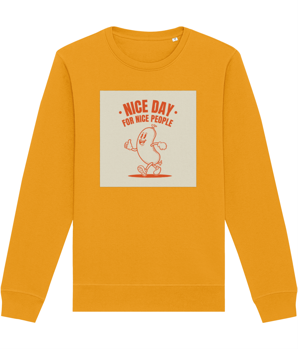 Positive 'Nice People' Retro Organic Cotton Sweatshirt for vintage graphic sweatshirts fans