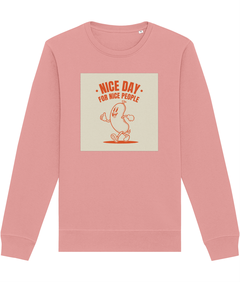 Positive 'Nice People' Retro Organic Cotton Sweatshirt in a vintage graphic sweatshirts fit
