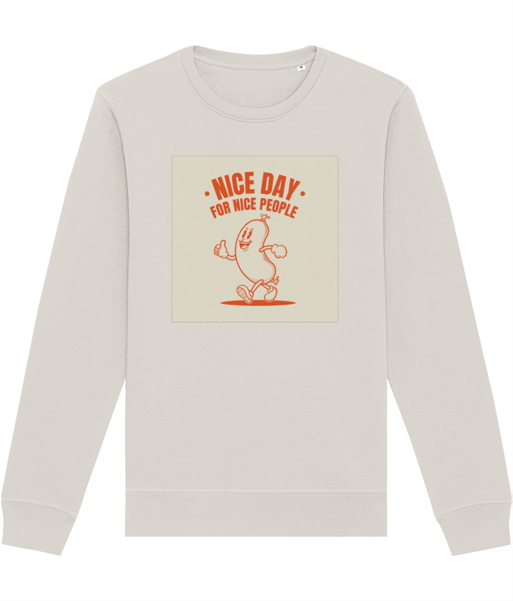 Crew sweatshirt look – Positive 'Nice People' Retro Organic Cotton Sweatshirt in style