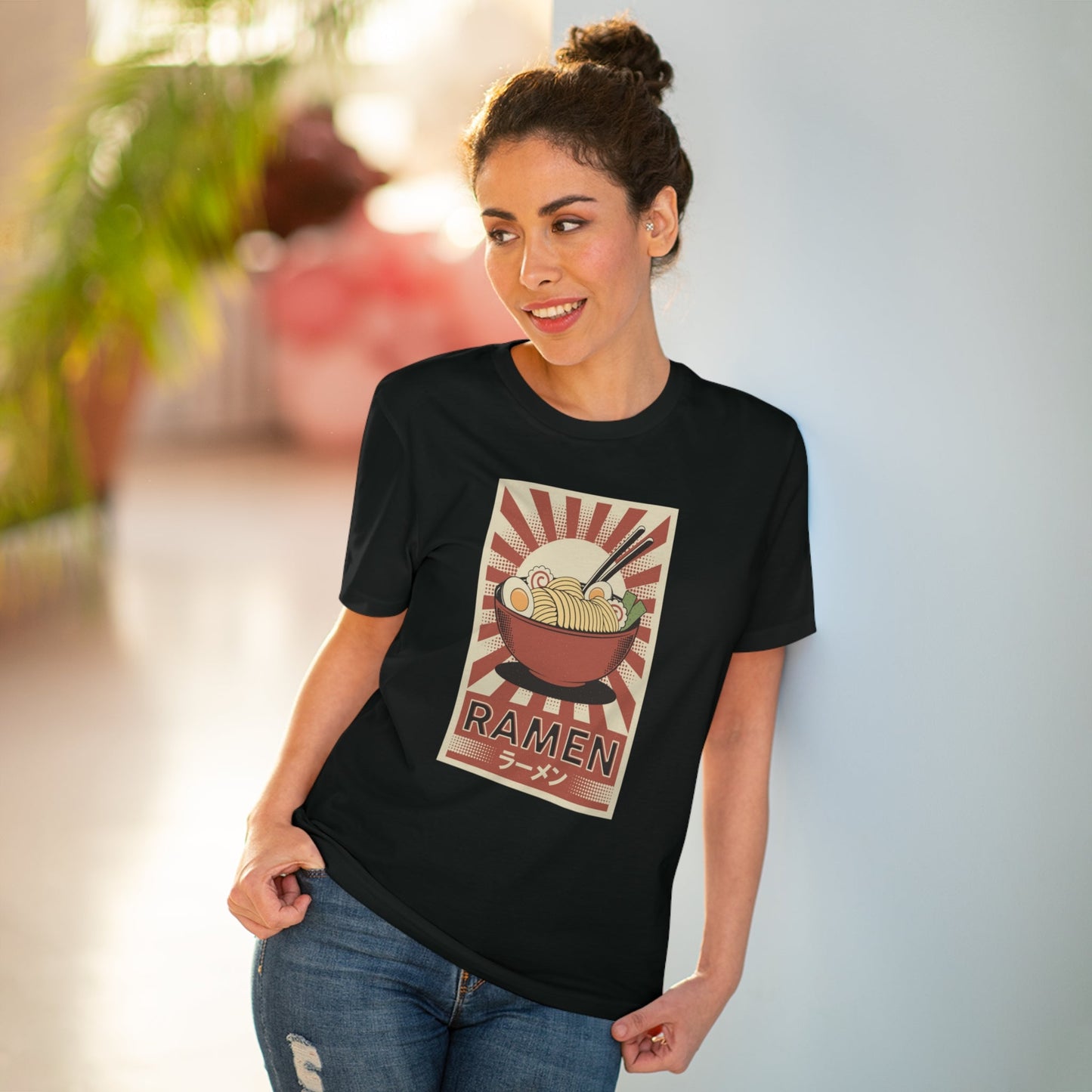 Love classic tees? The Positive 'Ramen' Retro Organic Cotton T-Shirt is the best retro slogan t-shirt.
