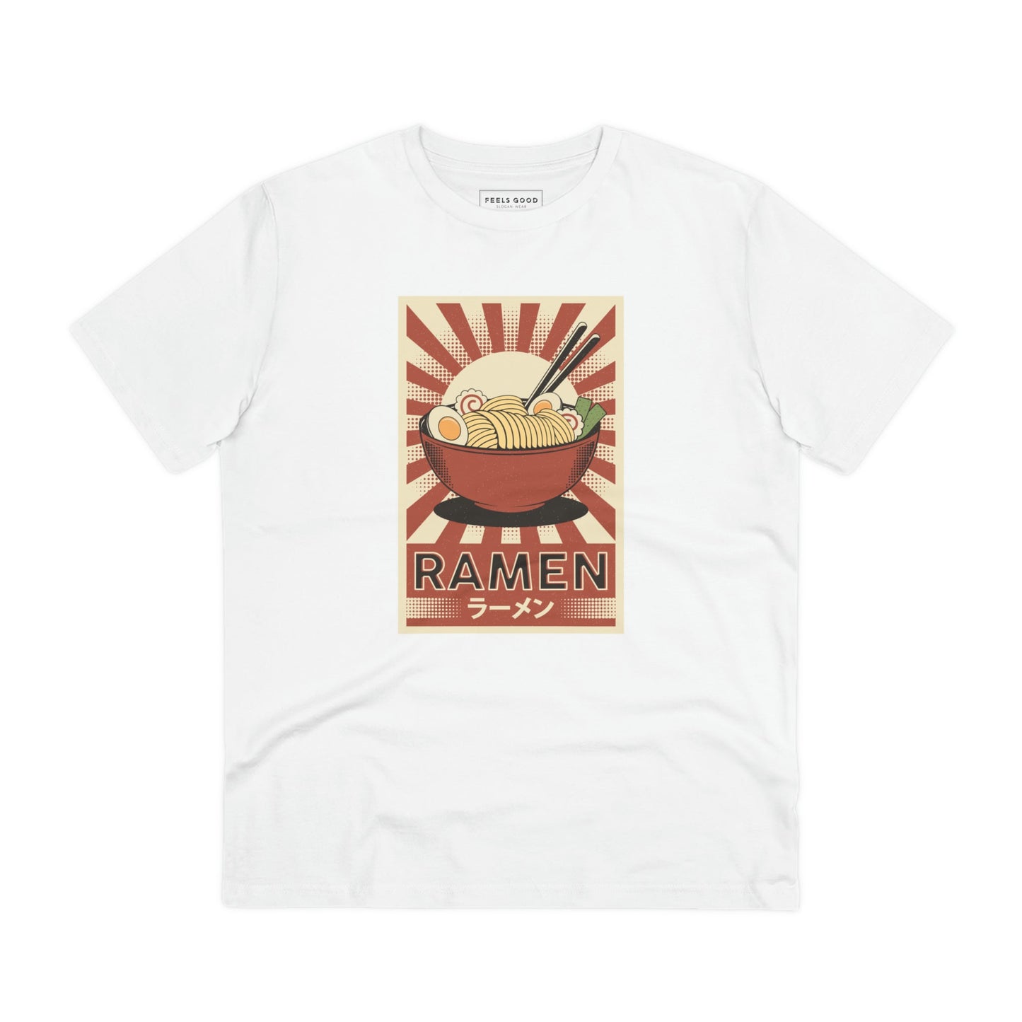 Make a statement with the Positive 'Ramen' Retro Organic Cotton T-Shirt, a bold retro t-shirt for men.