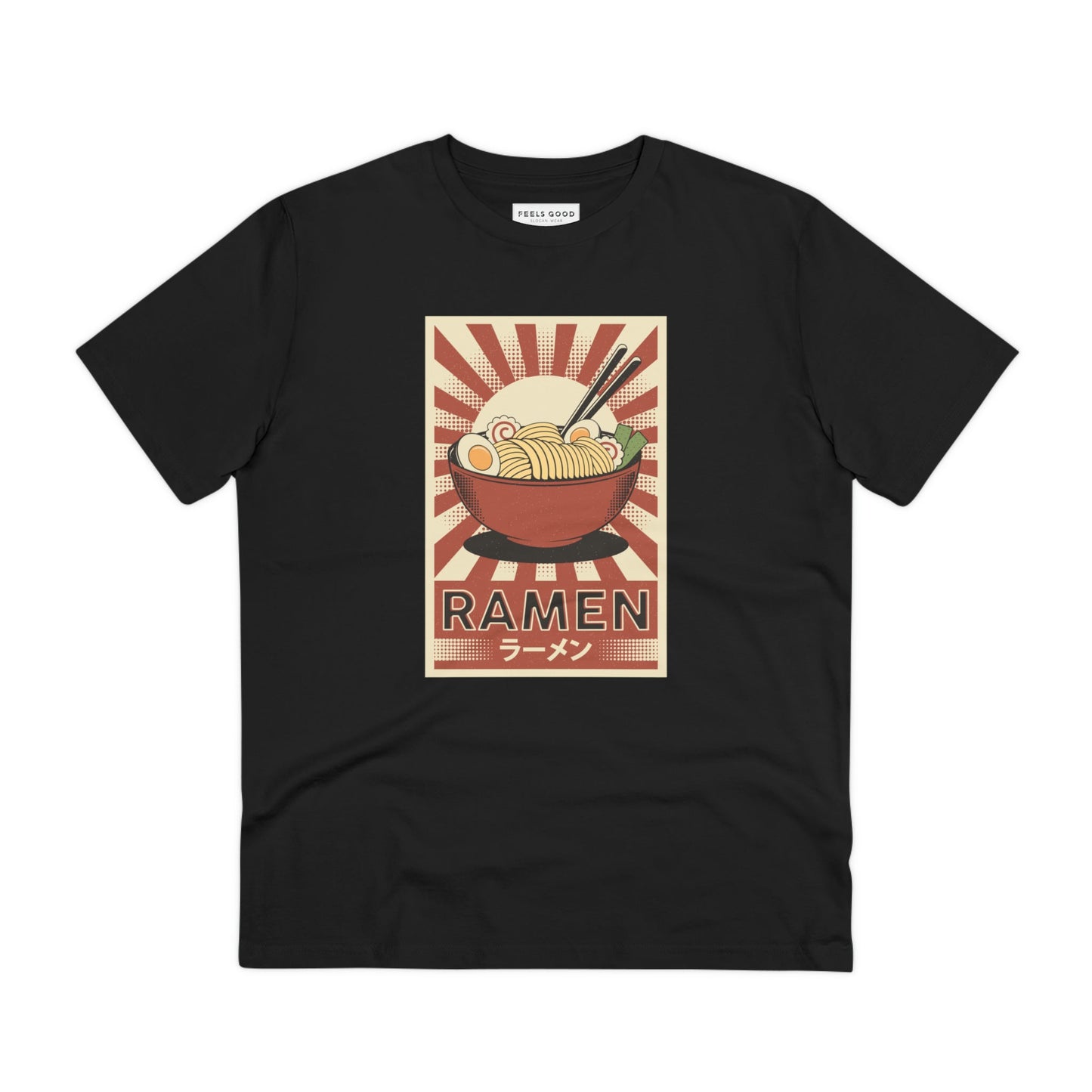 Upgrade your wardrobe with the Positive 'Ramen' Retro Organic Cotton T-Shirt, a fun retro tshirt.