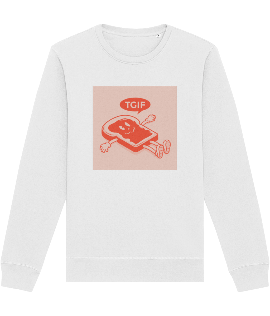 The perfect blend of comfort & retro style – Positive 'Thank God It's Friday' retro organic cotton Sweatshirt!