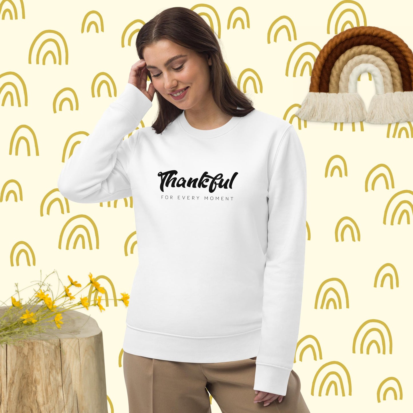 Women's best sweatshirt: 'Thankful' organic cotton for her.