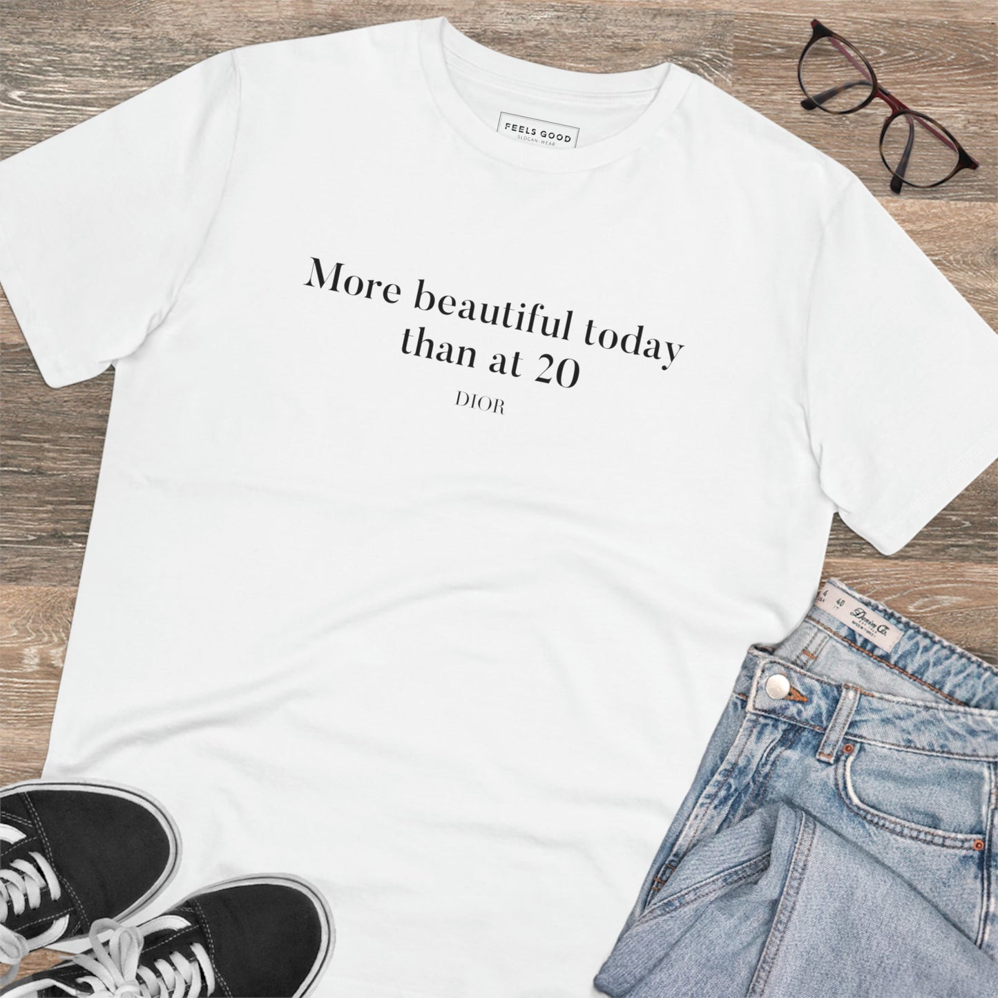 Quotes 'More Beautiful Now' Dior Organic Cotton T-shirt inspirational message
