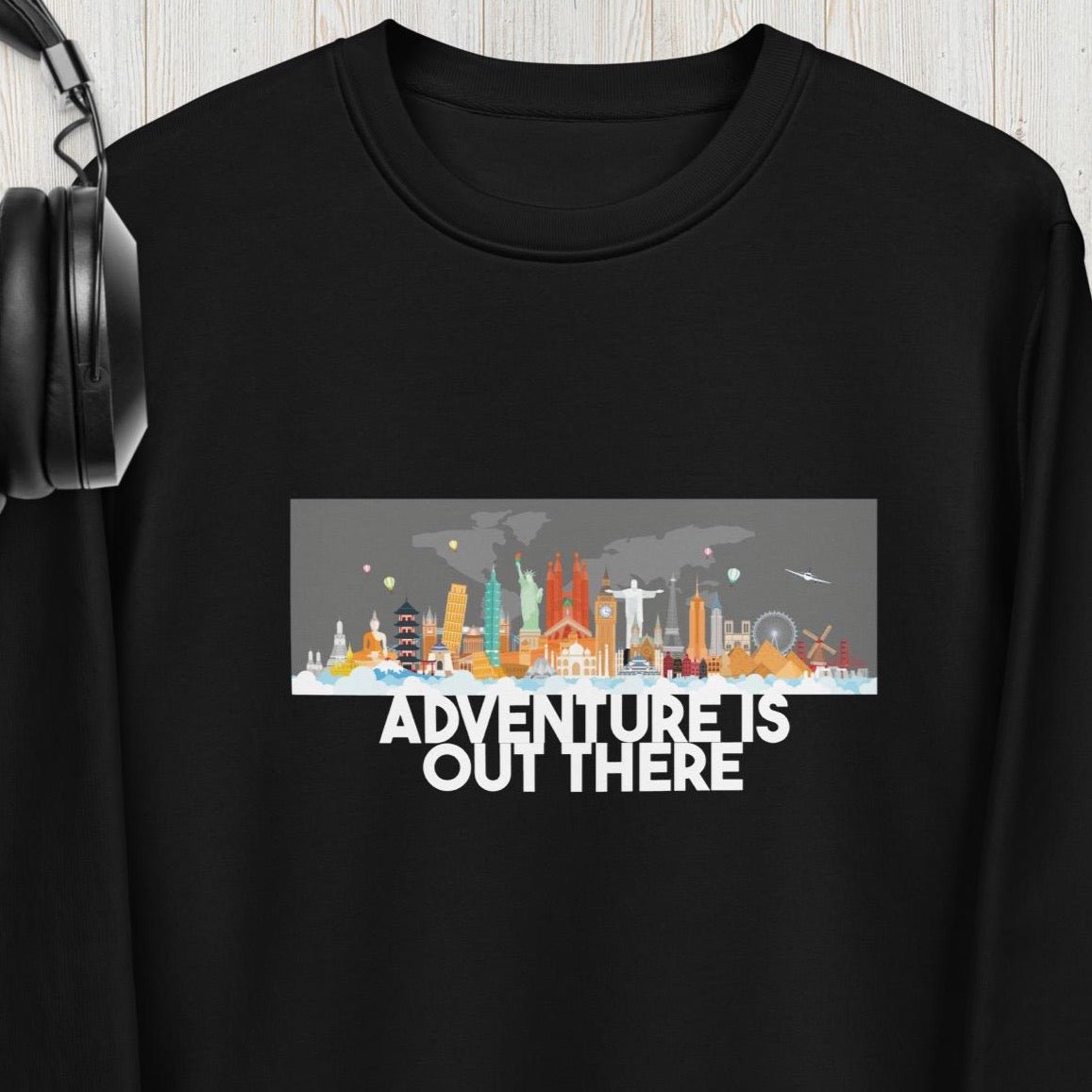 Adventure starts here! Get your Travel 'Adventure Is Out There' organic cotton sweatshirt today!