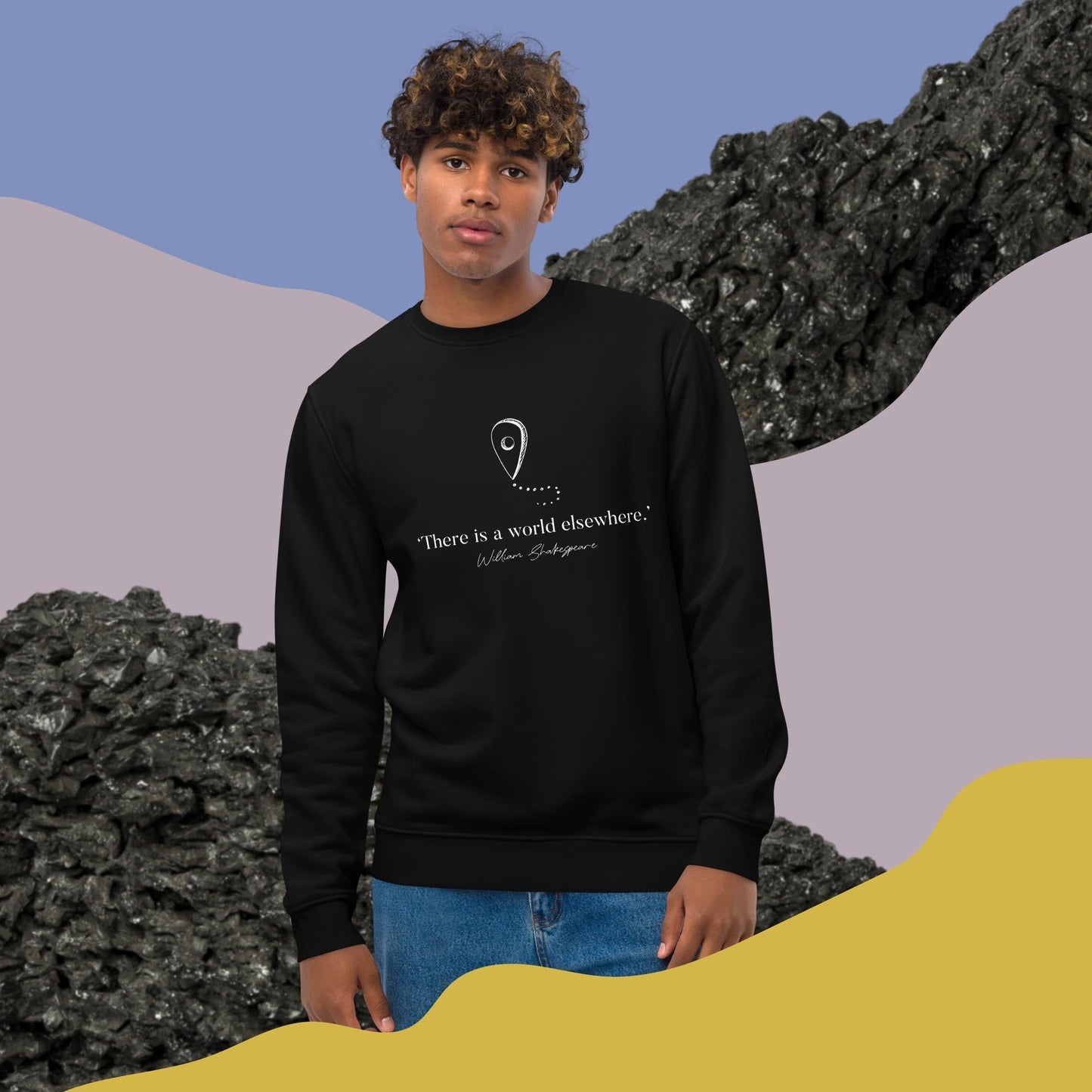Adventure Time Sweatshirt: Shakespeare Organic Cotton for travel enthusiasts