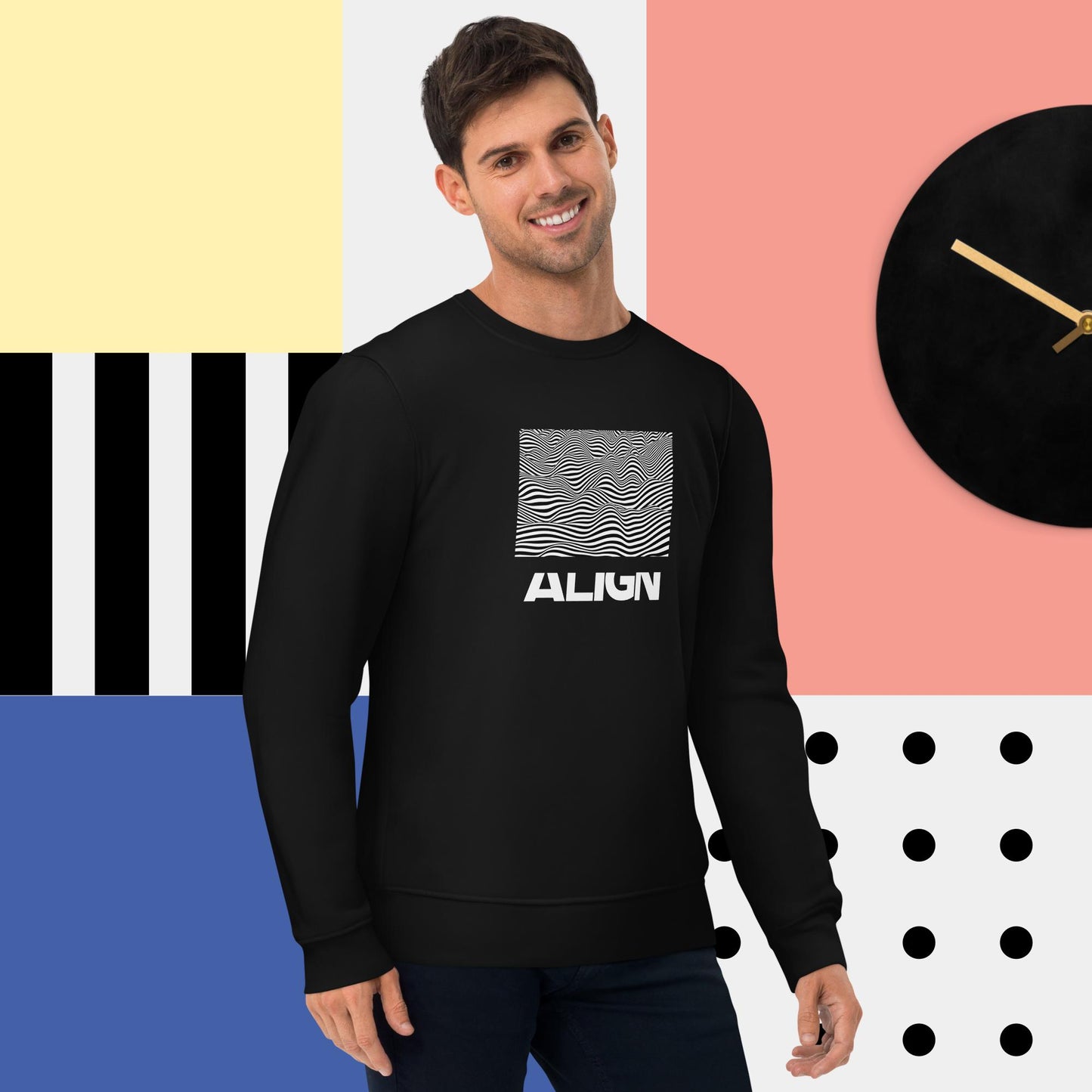 Top mens: 'Align' organic sweatshirt, city ready.